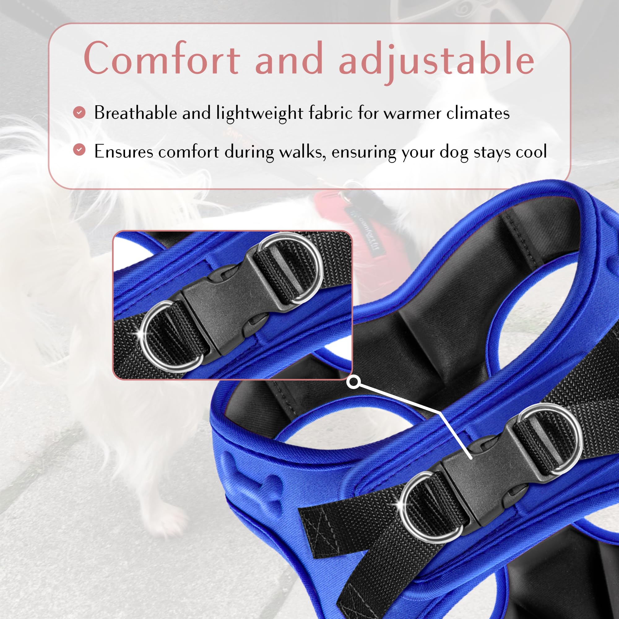 Comfort Fit Step-In Dog & Puppy Harness - Comfortable All Weather Dog Vest Harness: Adjustable, Soft Padded, Easy To Put-On For