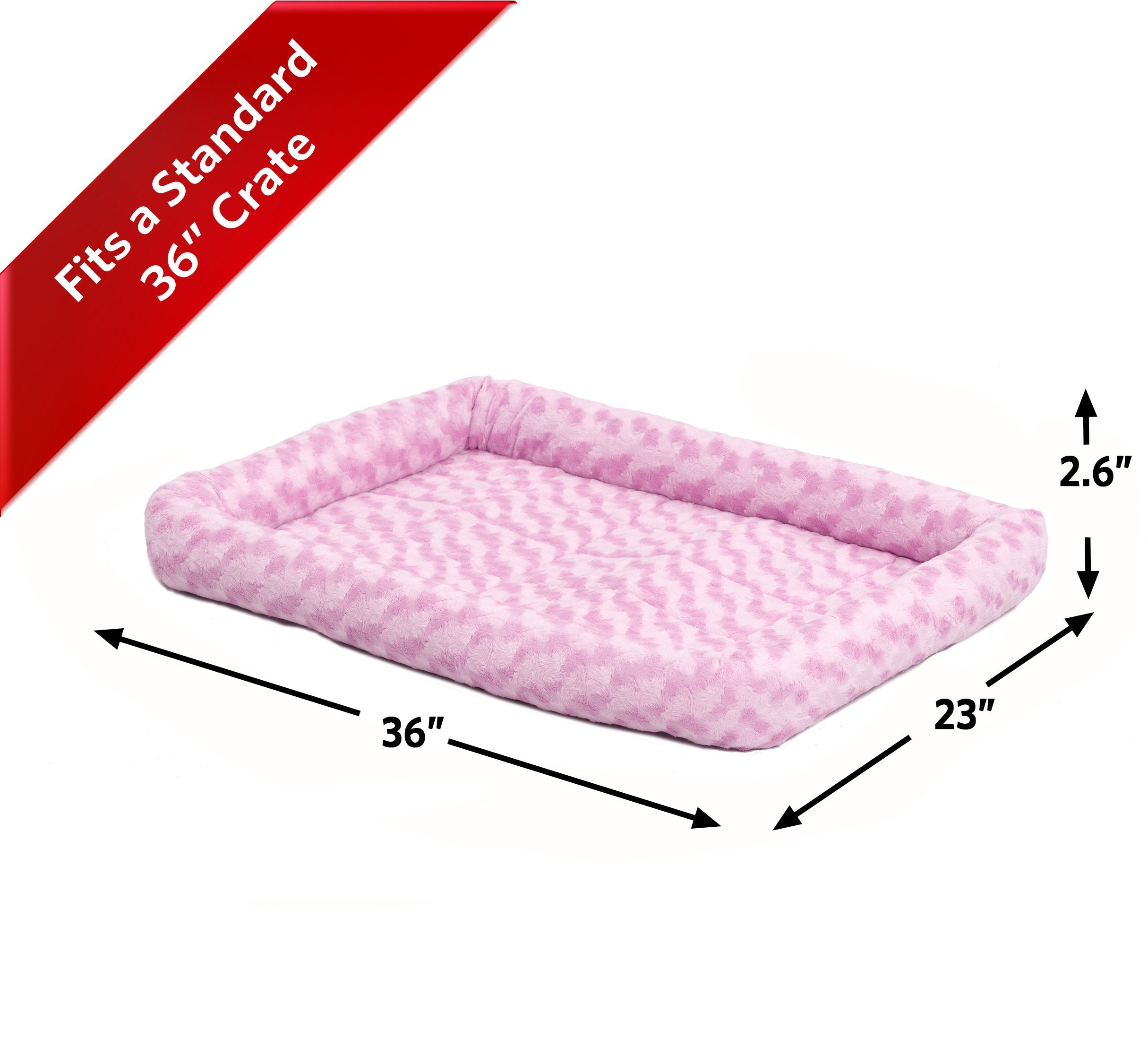 Midwest Homes For Pets Bolster Pet Bed For Dogs & Cats 36L-Inch Pink W/ Comfortable Bolster | Ideal For Medium / Large Dog Breeds & Fits A 36-Inch Dog Crate | Machine Wash & Dry | 1-Year Warranty