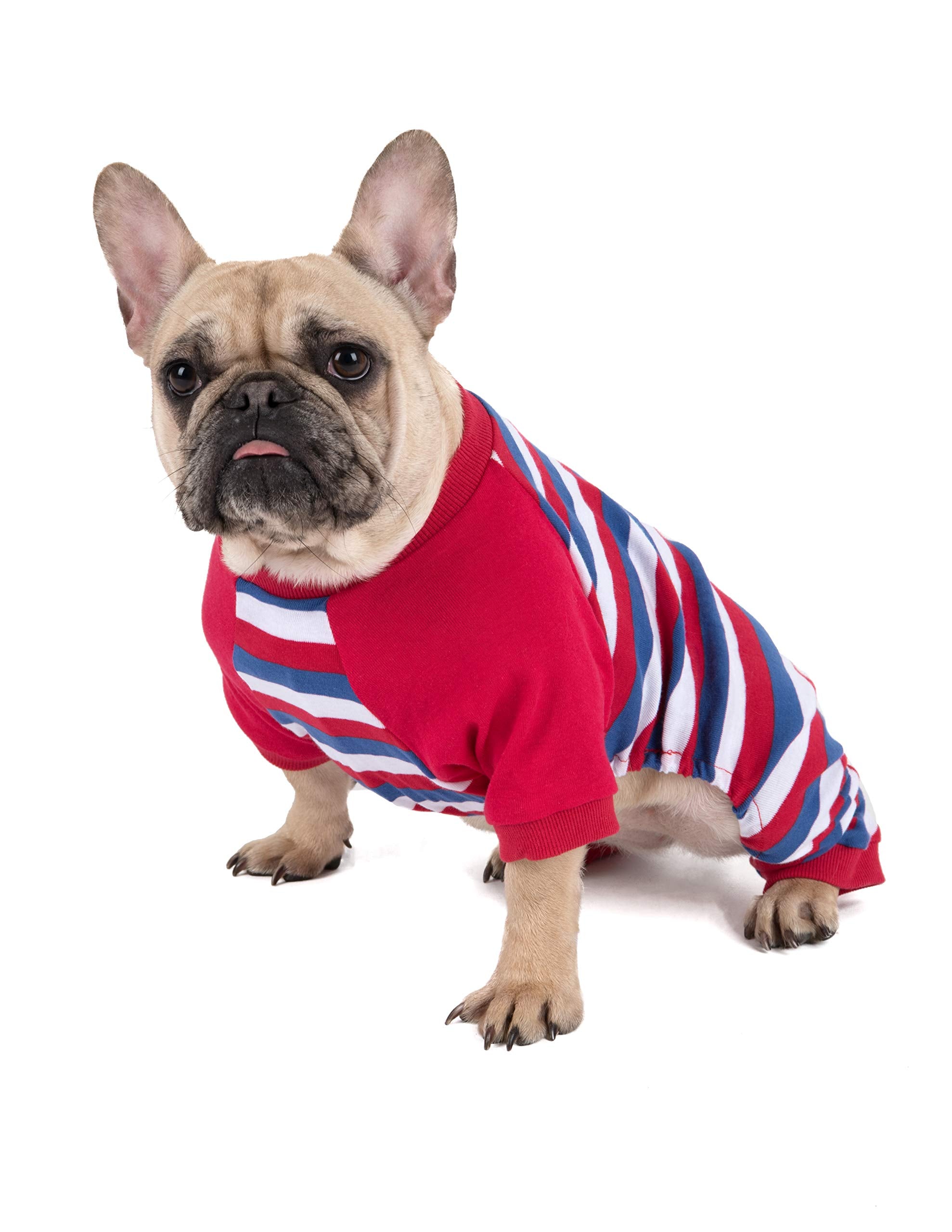 Leveret Matching Dog Pajamas Christmas Pjs 100% Cotton Red/White/Blue Stripes Size X-Large