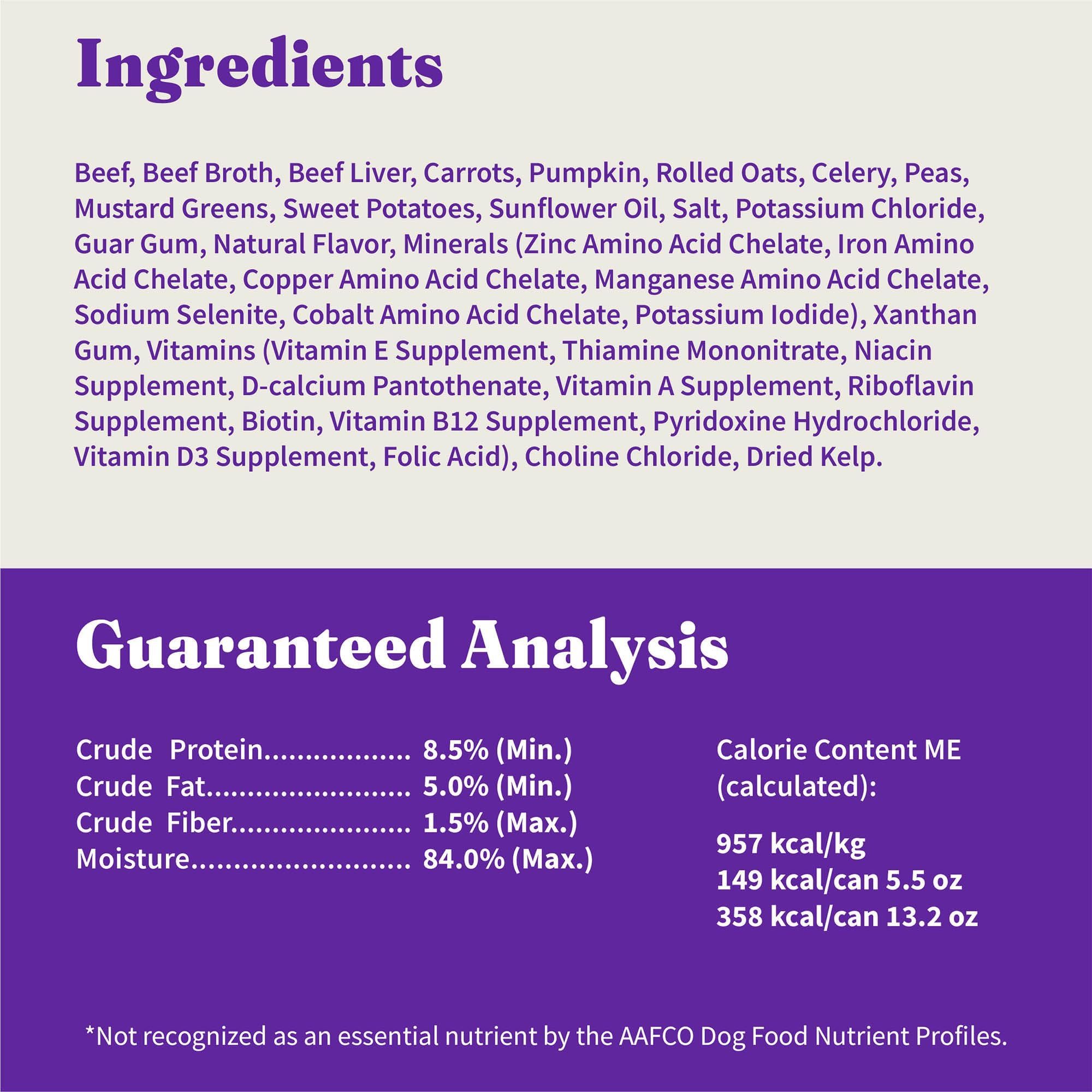 Halo Wet Dog Food Whole Beef Stew Recipe, Healthy Grains Real Meat Canned Dog Food, Meal or Topper, 13.2 Oz Can (Pack of 6)