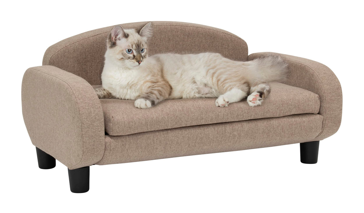 Paws & Purrs Modern Pet Sofa 31.5'' Wide Low Back Lounging Bed With Removable Mattress Cover In Espresso/Sand