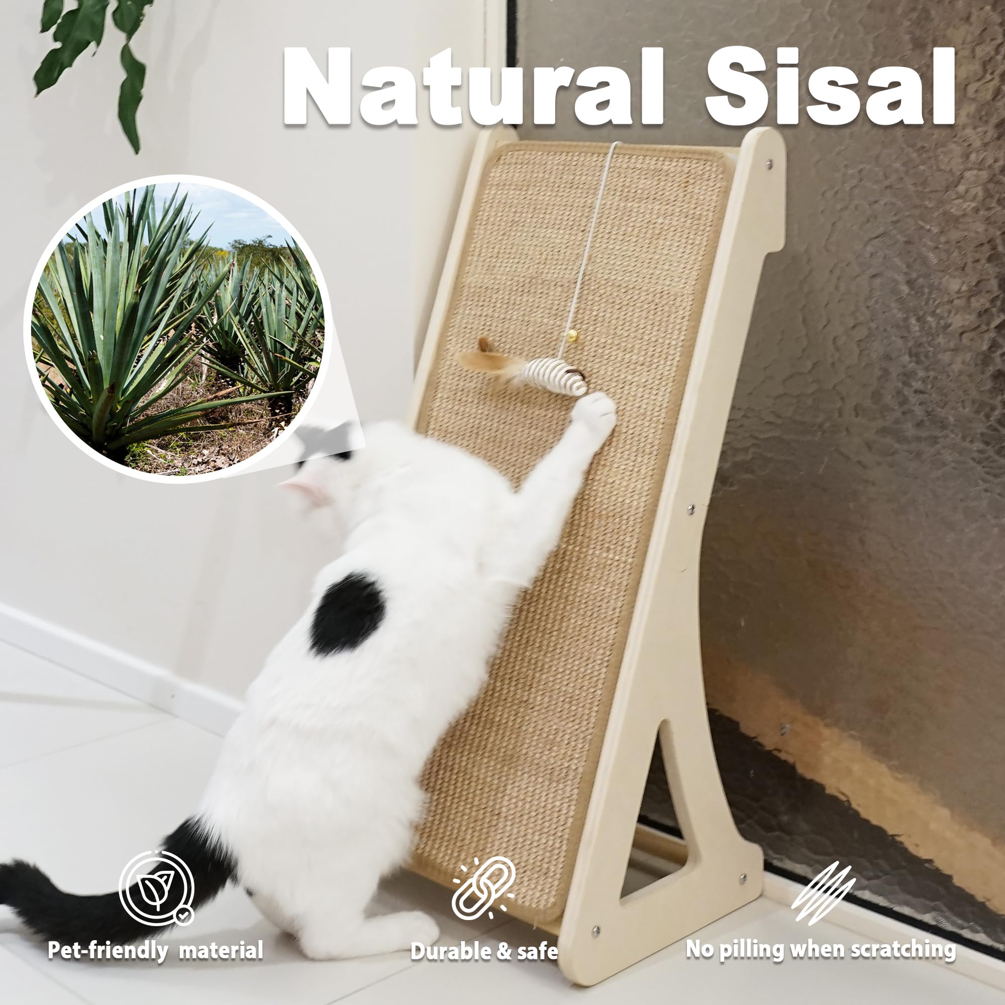 Meeyoview Cat Scratcher, L Shape Cat Scratching Pad, Sisal Cat Scratch Board For Indoor Cats, Wall Furniture Protector With Catn