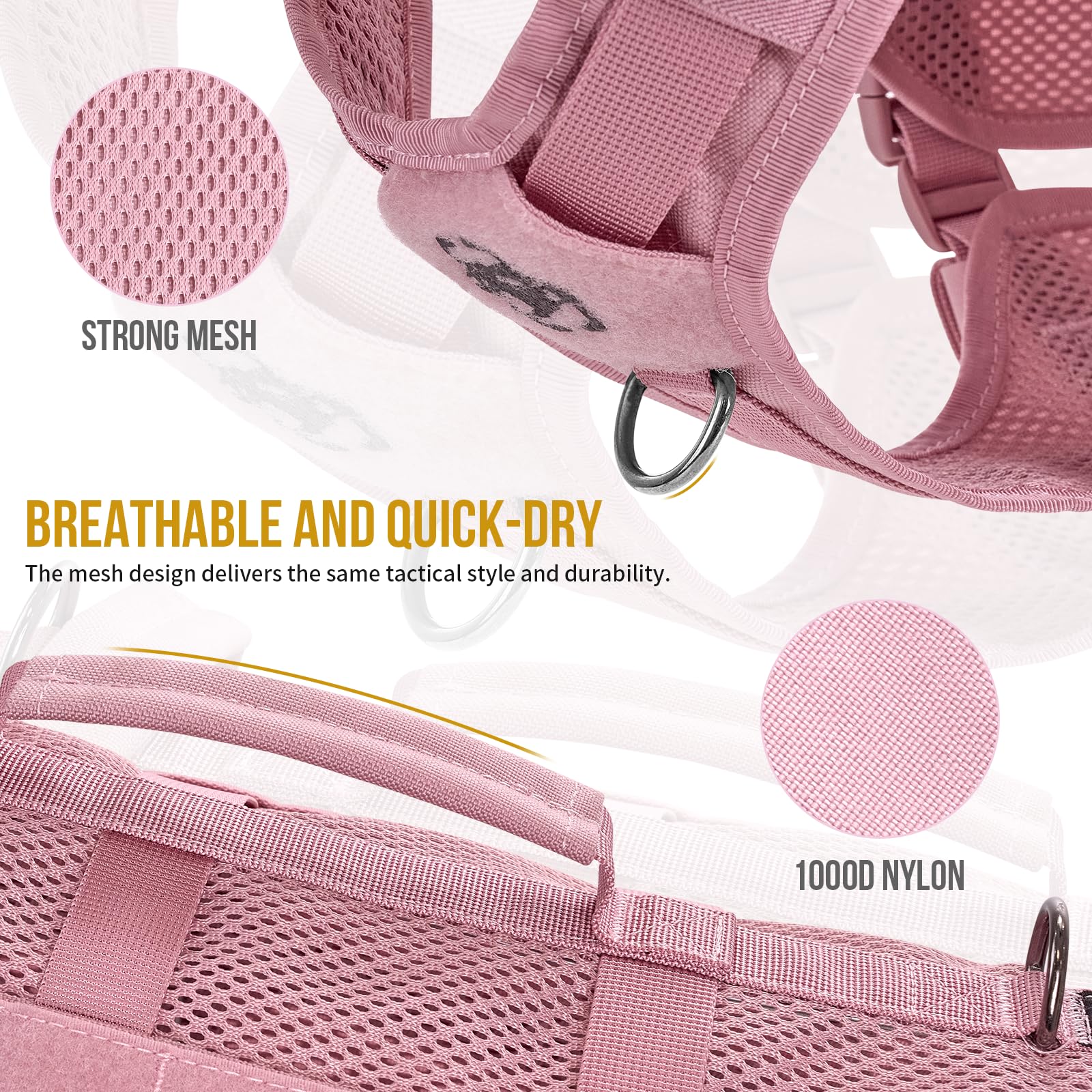 Onetigris Tactical Dog Harness For Small Dogs, No Pull Vest With Handles, Breathable Military Molle Vest For Walking Hiking Trai