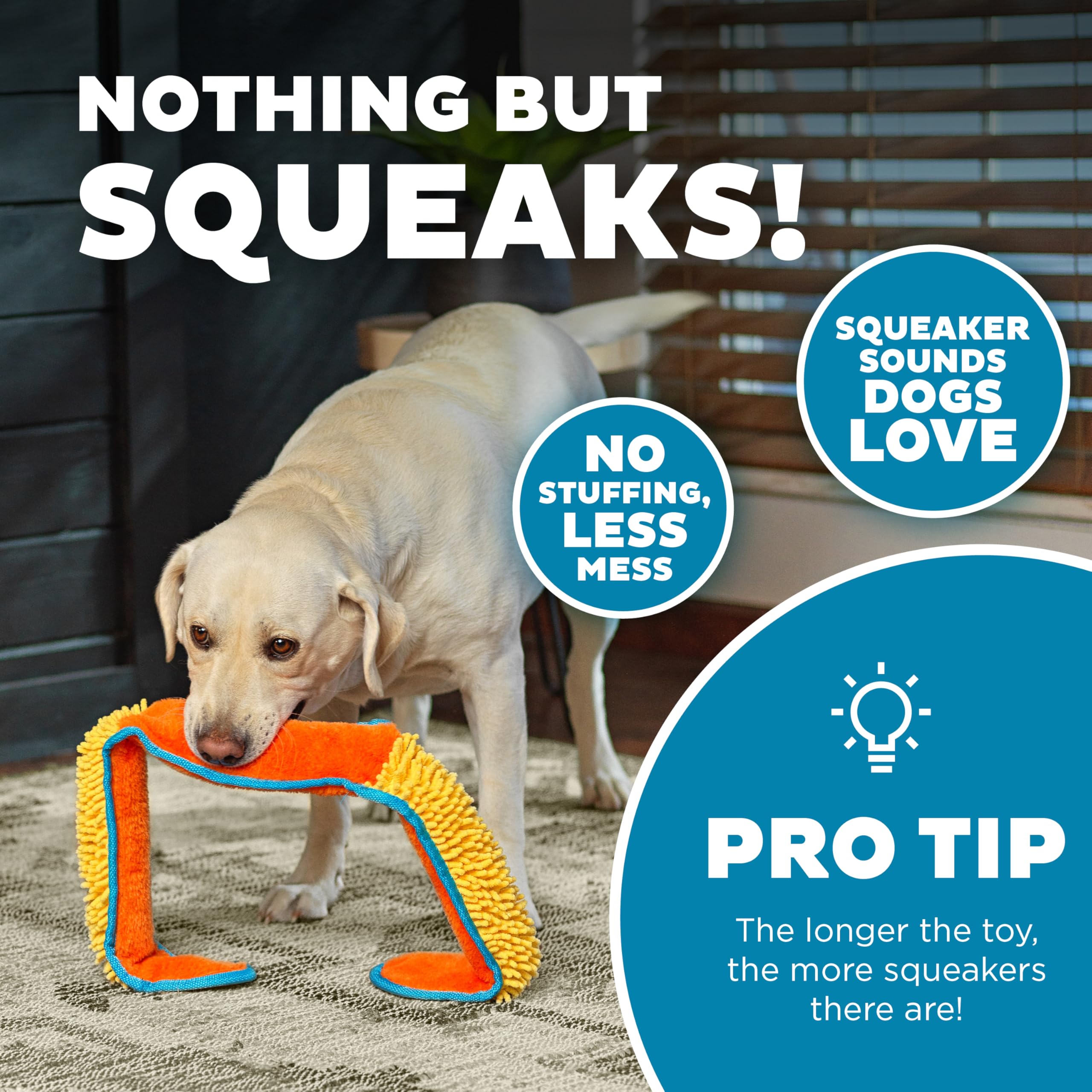 Outward Hound Durablez Tough Plush Squeaky Dog Toy, Nubby Snake, Blue, Xl