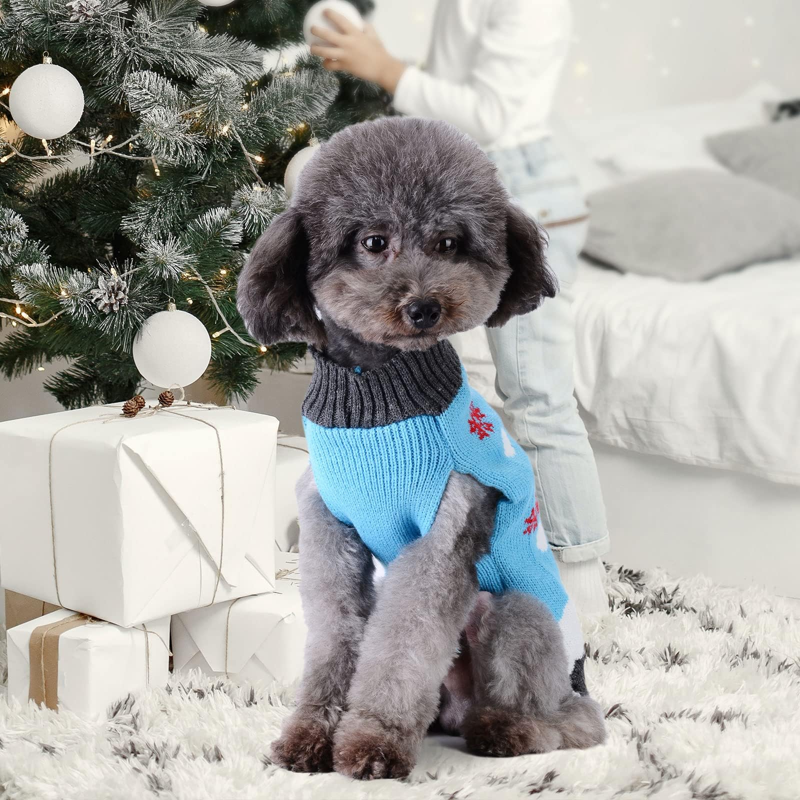 Hrttsy Christmas Dog Sweater Soft Warm Fall Winter Dog Clothes Cute Snowman Snowflake Xmas Knitwear Pet Costume Sleeveless Puppy
