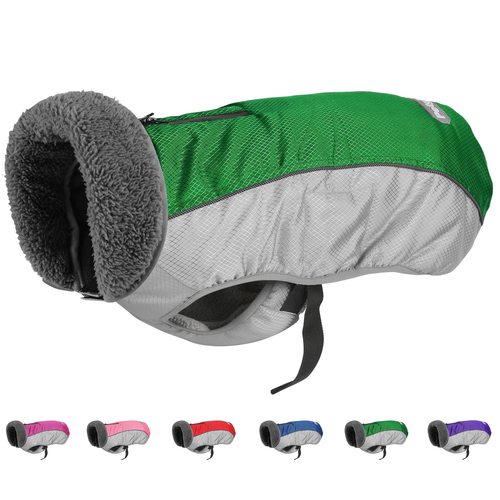 Petglad Dog Coat, Ripstop Waterproof Dog Winter Jacket with Zippered Leash Hole, Reflective Adjustable Dog Fleece Sweater, Warm 