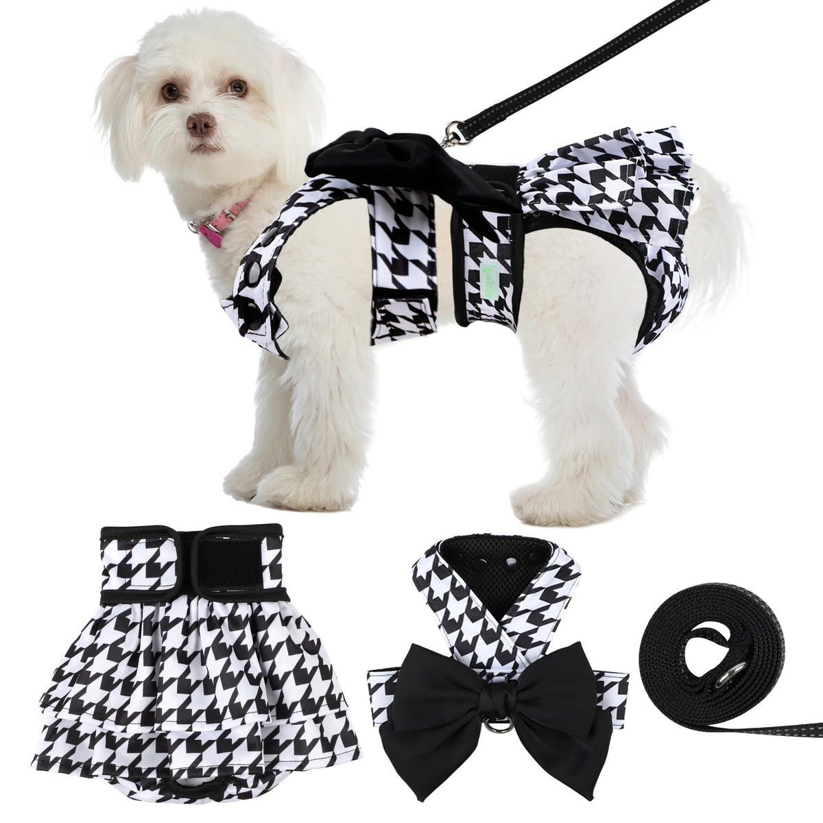 Wegreeco Reusable Washable Small Puppy Dog Diapers Female With Dog Harness And Leash Set - Puppy Doggie Diapers For Female Dogs,