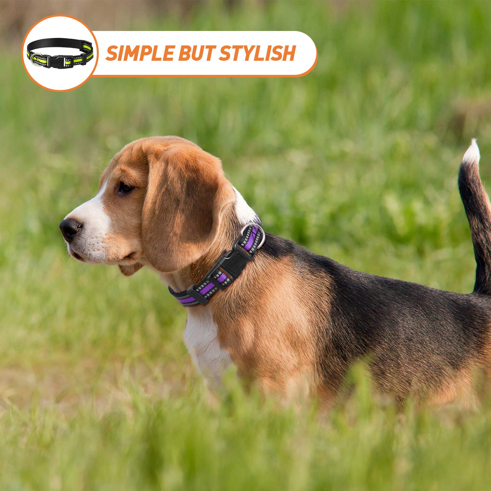Weewooday 3 Pieces Reflective Dog Collar Nylon Adjustable Quick Release Pet Collars For Dogs(Medium)