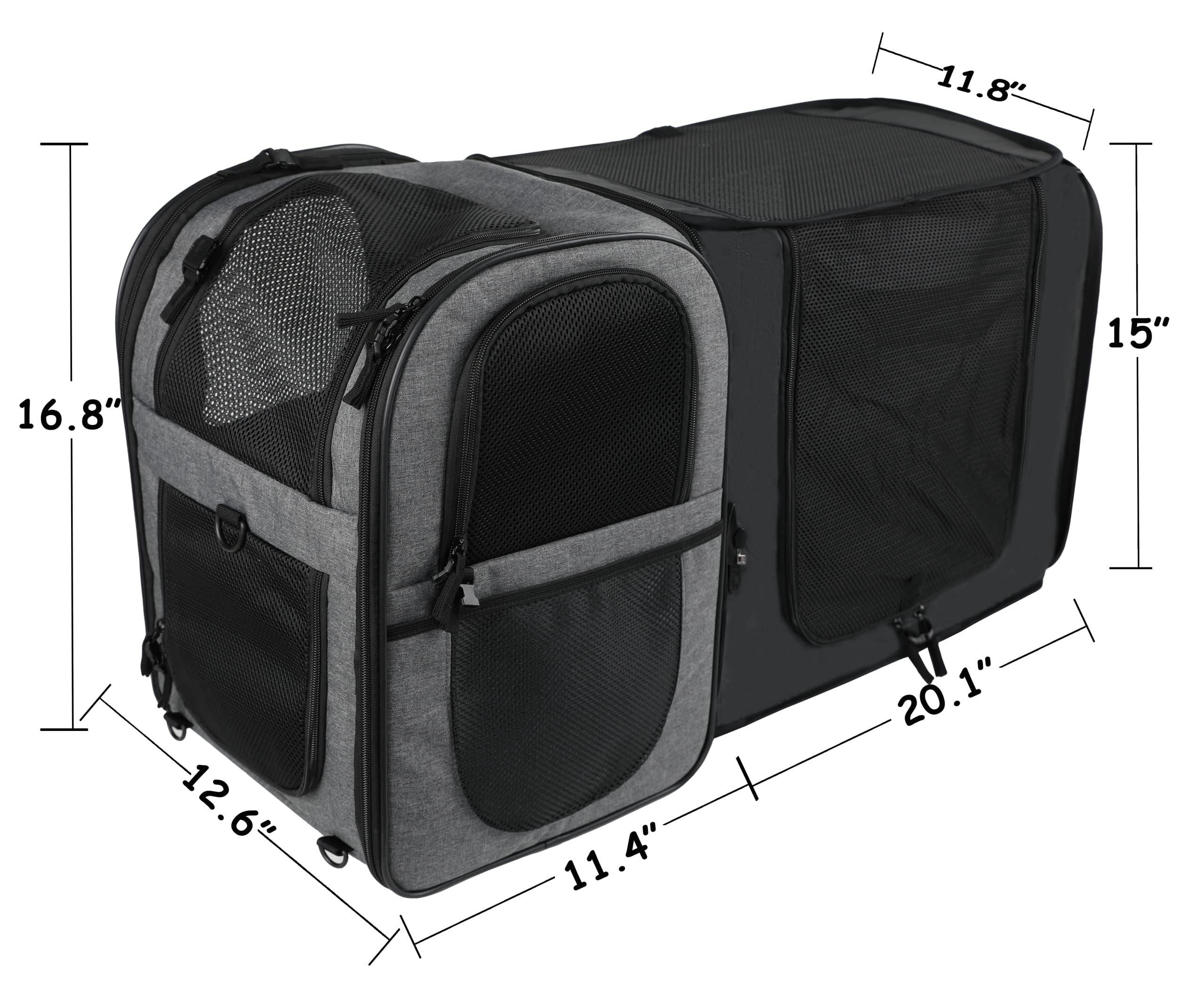 Apollo Walker Pet Carrier Backpack For Large/Small Cats And Dogs, Puppies, Safety Features And Cushion Back Support For Travel, Hiking, Outdoor Use (Gray-Expandable)