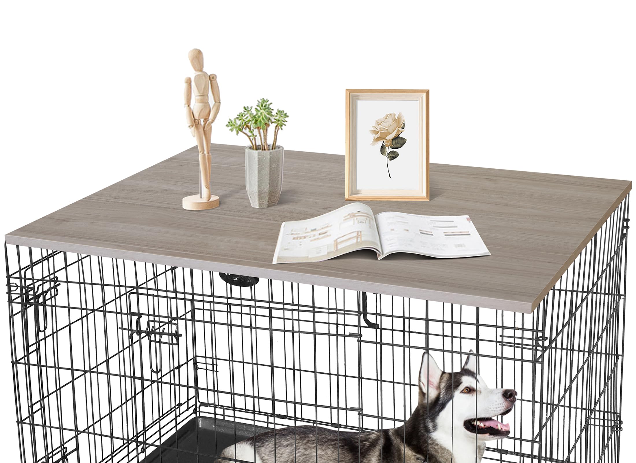 Deblue Dog Crate Table Topper, Dog Kennel Table Topper for 48 Inches Cage, Rustic Style Decorative Dog Crate Table Topper for 48