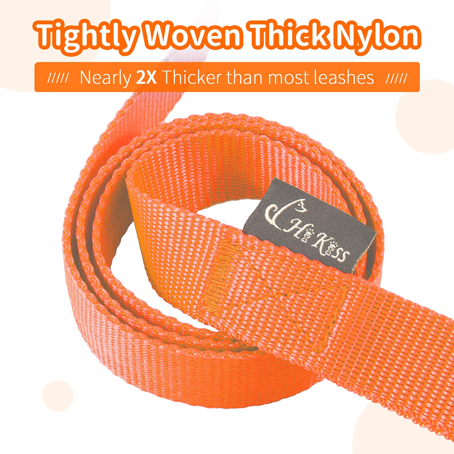 Hikiss Long Dog Leash Obedience Recall Training Agility Lead With Thickening Material For Large Dog - 15Ft 20Ft 30Ft 50Ft 100Ft Training Leash(Orange 15Ft)