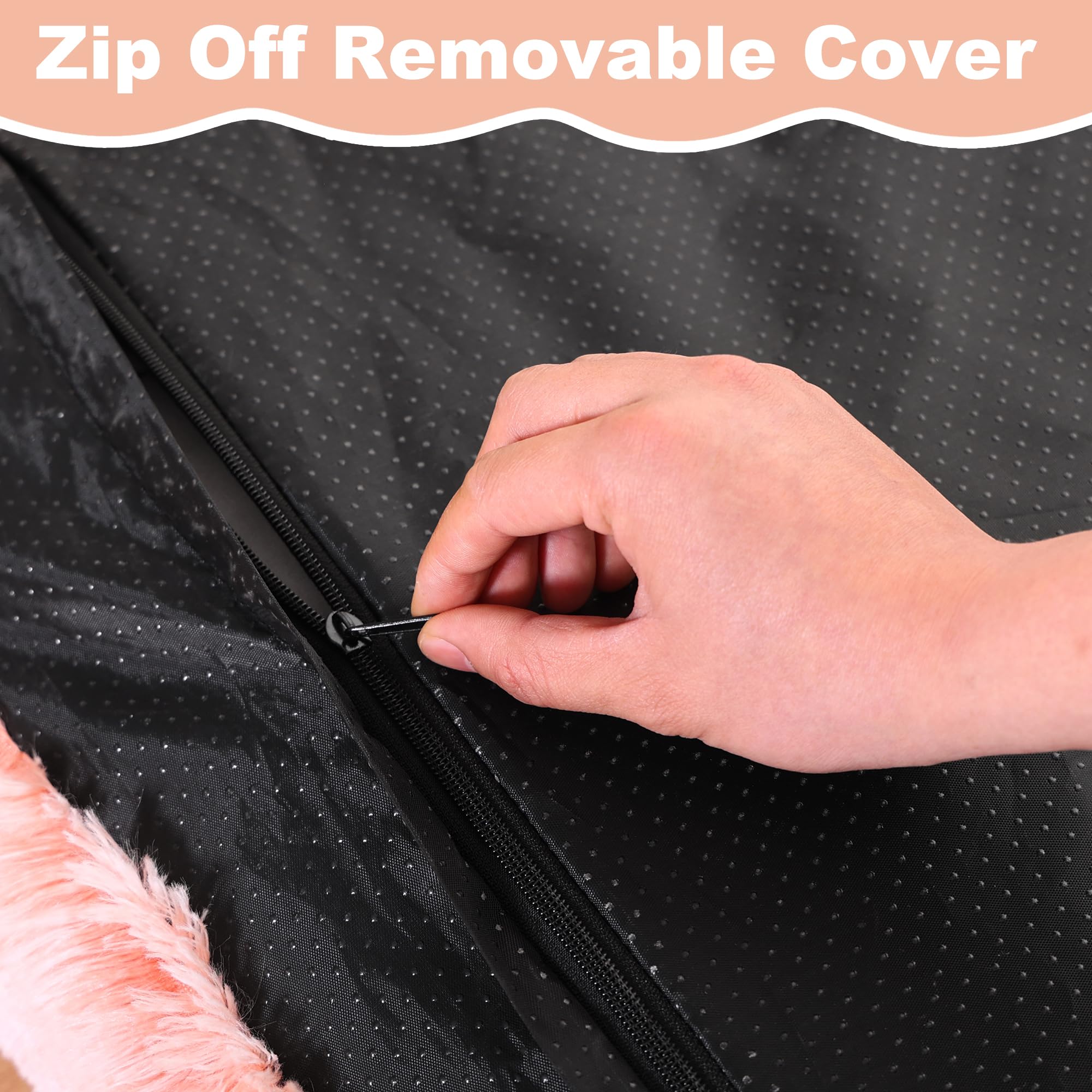 Bedfolks Waterproof Crate Bed, Plush Dog Kennel Pad With Removable Washable Cover, Faux Fur, Fluffy 47''X29'', Pink