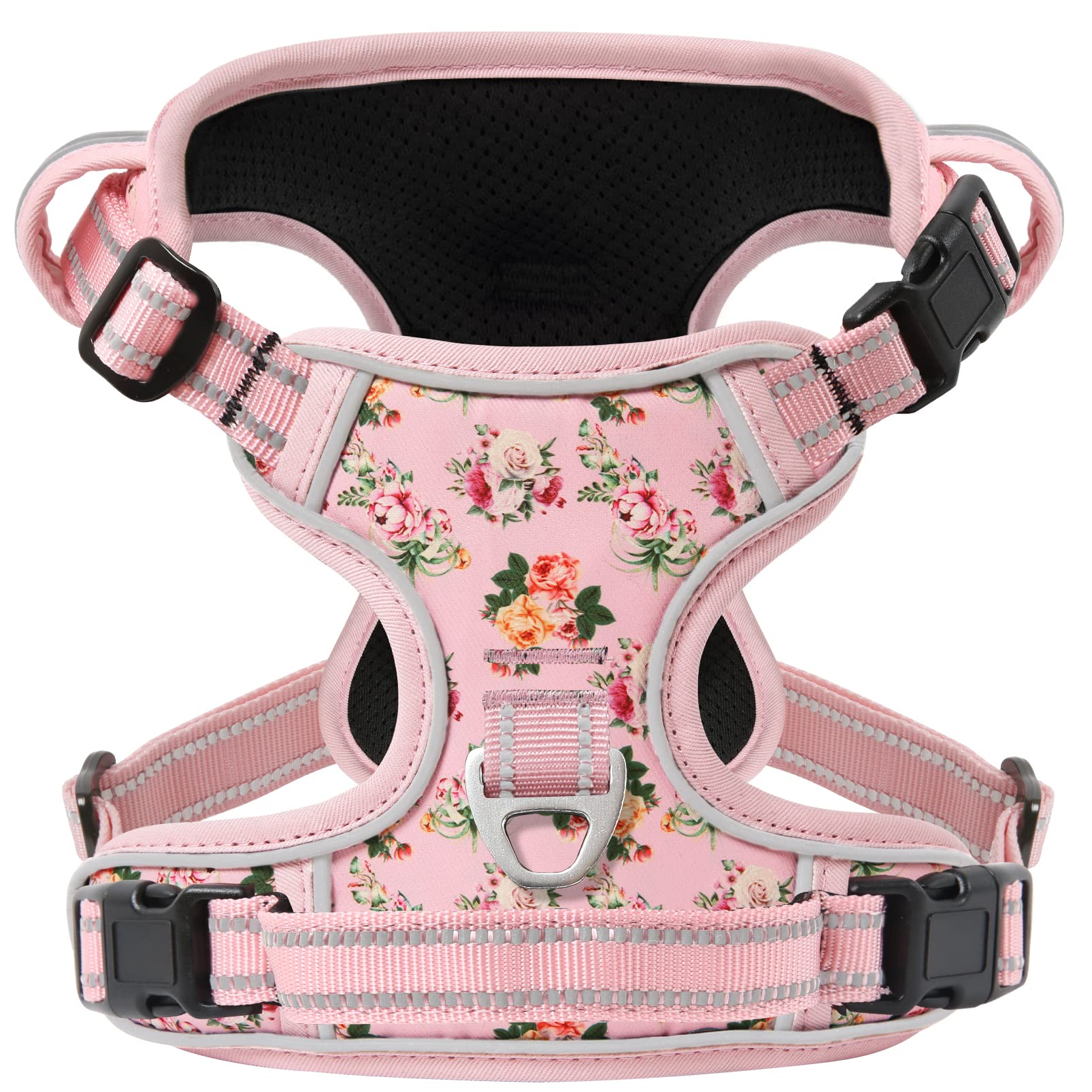 Timos Dog Harness, No-Pull Pet Harness with 2 Leash Clips, 3 Snap Buckles Adjustable Soft Padded Dog Vest, Reflective No-Choke P