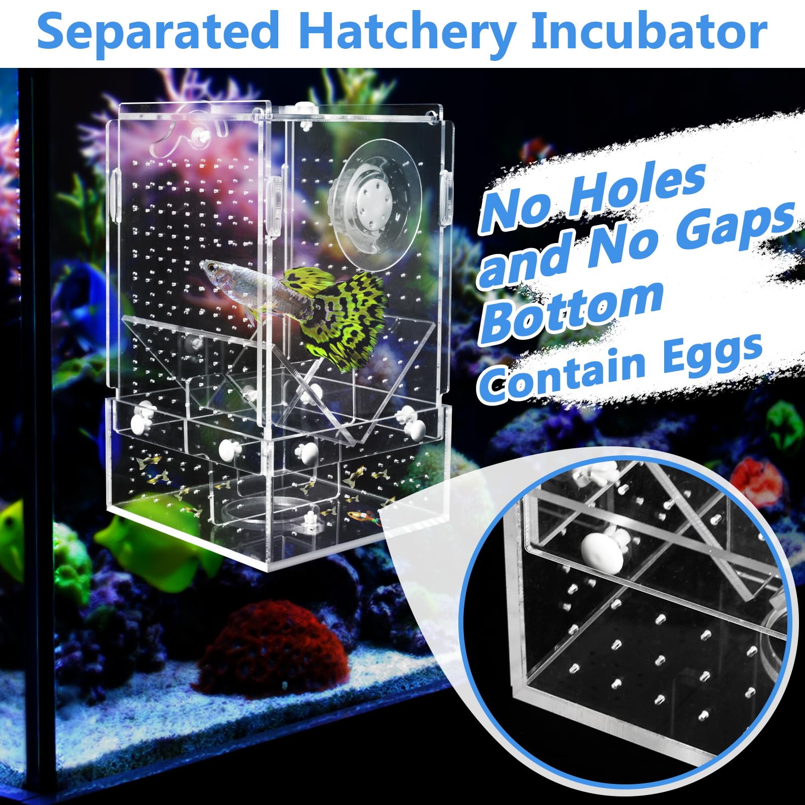 Breeder Box For Fish Tank, Fish Breeder Box For Aquarium, Acrylic Hatchery Incubator Tank With Suction Cups Isolation Box For Ba