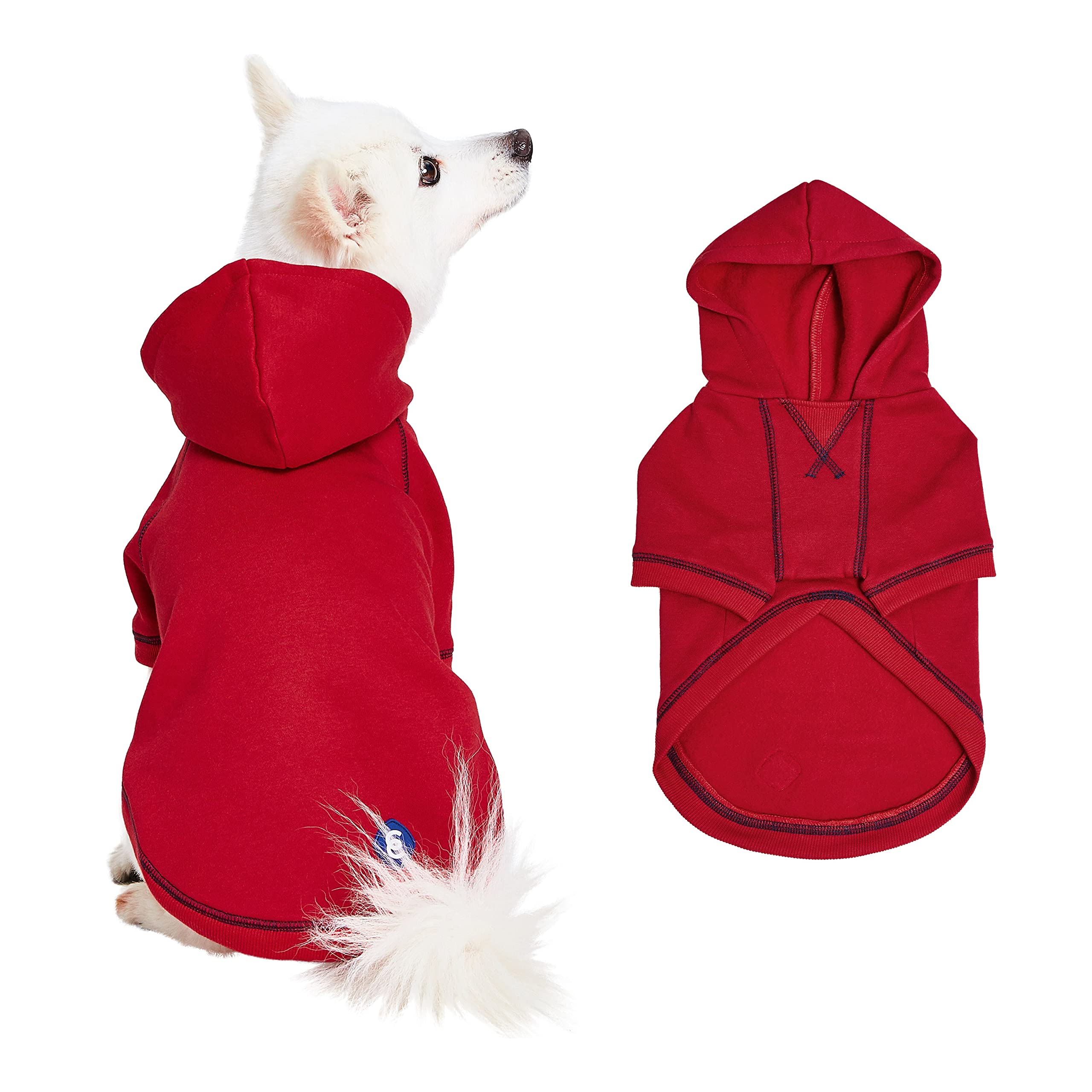 Blueberry Pet Essentials Soft & Comfy Better Basic Cotton Blend Dog Hoodie Sweatshirt In Red, Back Length 22', Pack Of 1 Jacket For Dogs