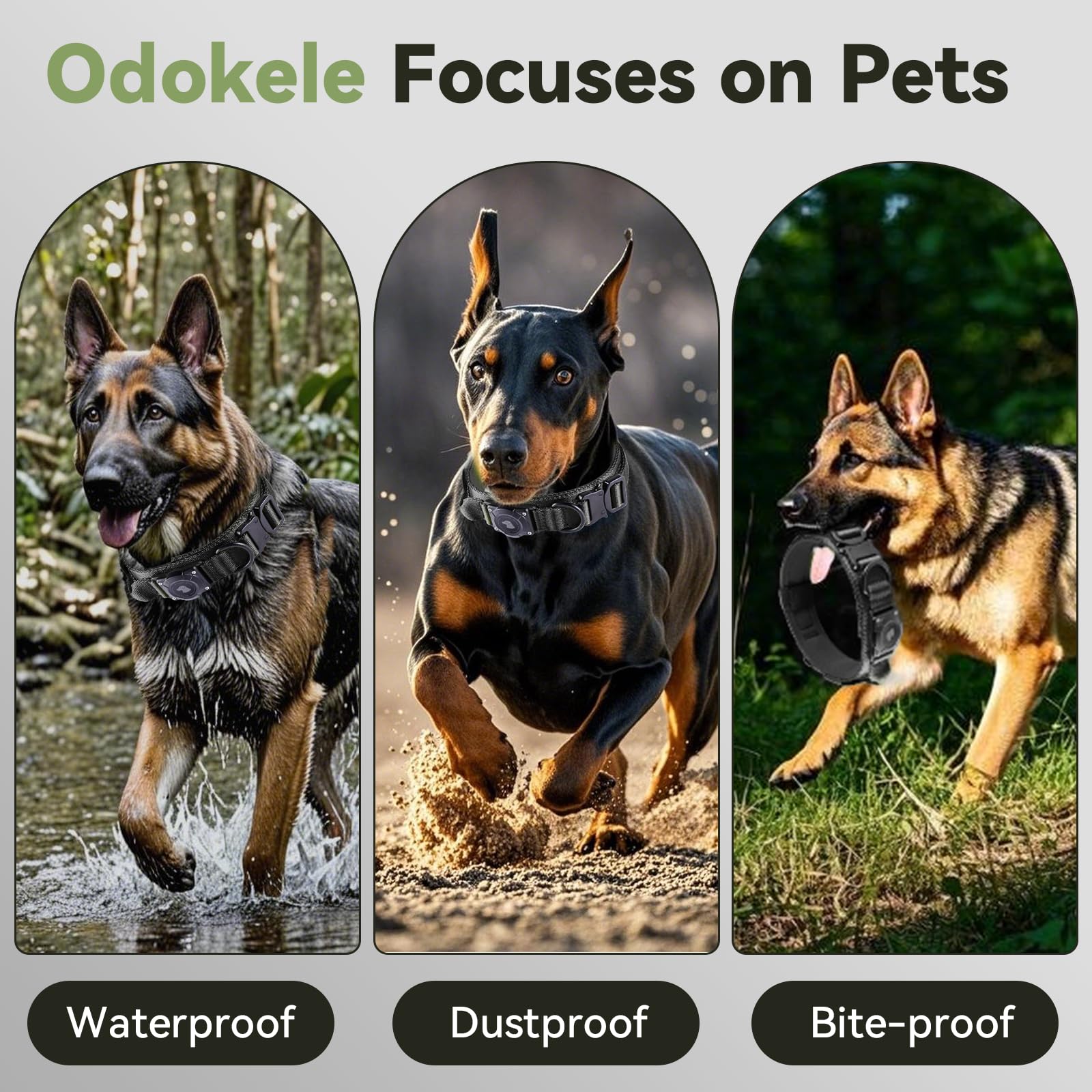 2025 Upgrade Waterproof AirTag Dog Collar, Military Tactical Dog Collar with AirTag Holder, Comfortable Control Handle and Metal