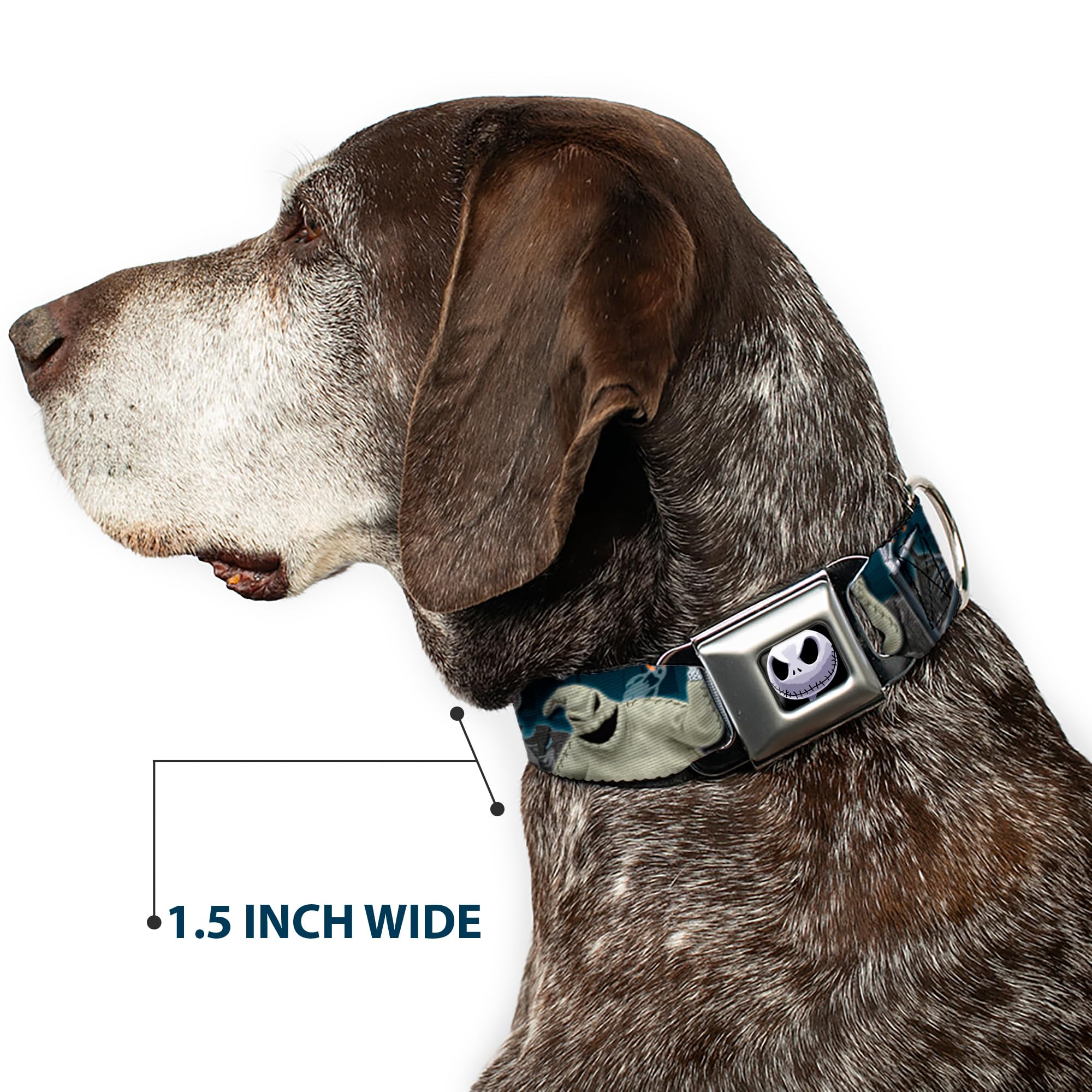 Buckle-Down Dog Collar Seatbelt Buckle Nightmare Before Christmas 4 Character Group Cemetery Scene, Multicolor, 1.5' Wide - Fits 18-32' Neck - Large (Dc-Wdy256-Wl)