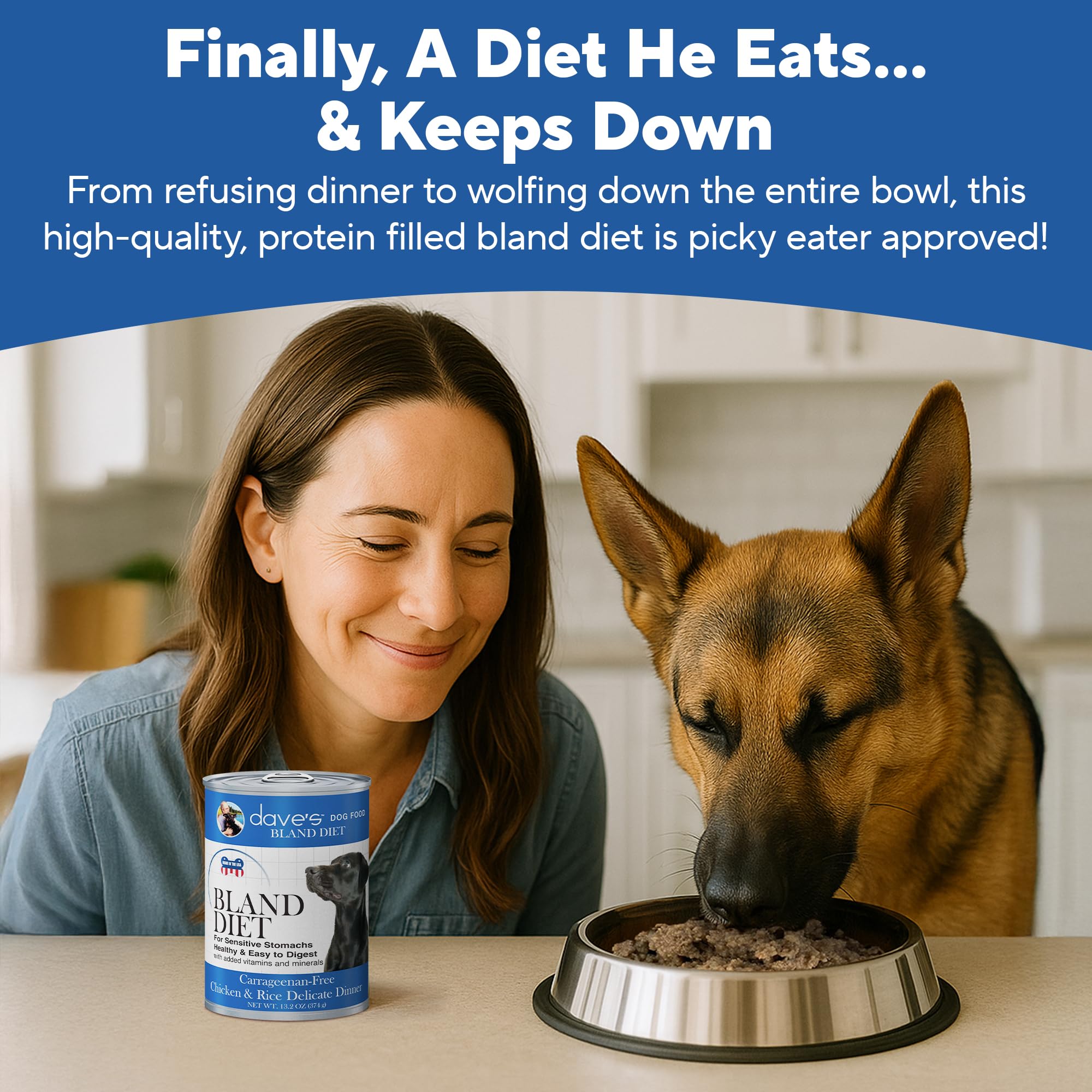 Daves Pet Food Bland Diet Dog Food (Chicken & Rice), Sensitive Stomach, Easy to Digest, Gluten-Free, Digestive Care, Wet Canned