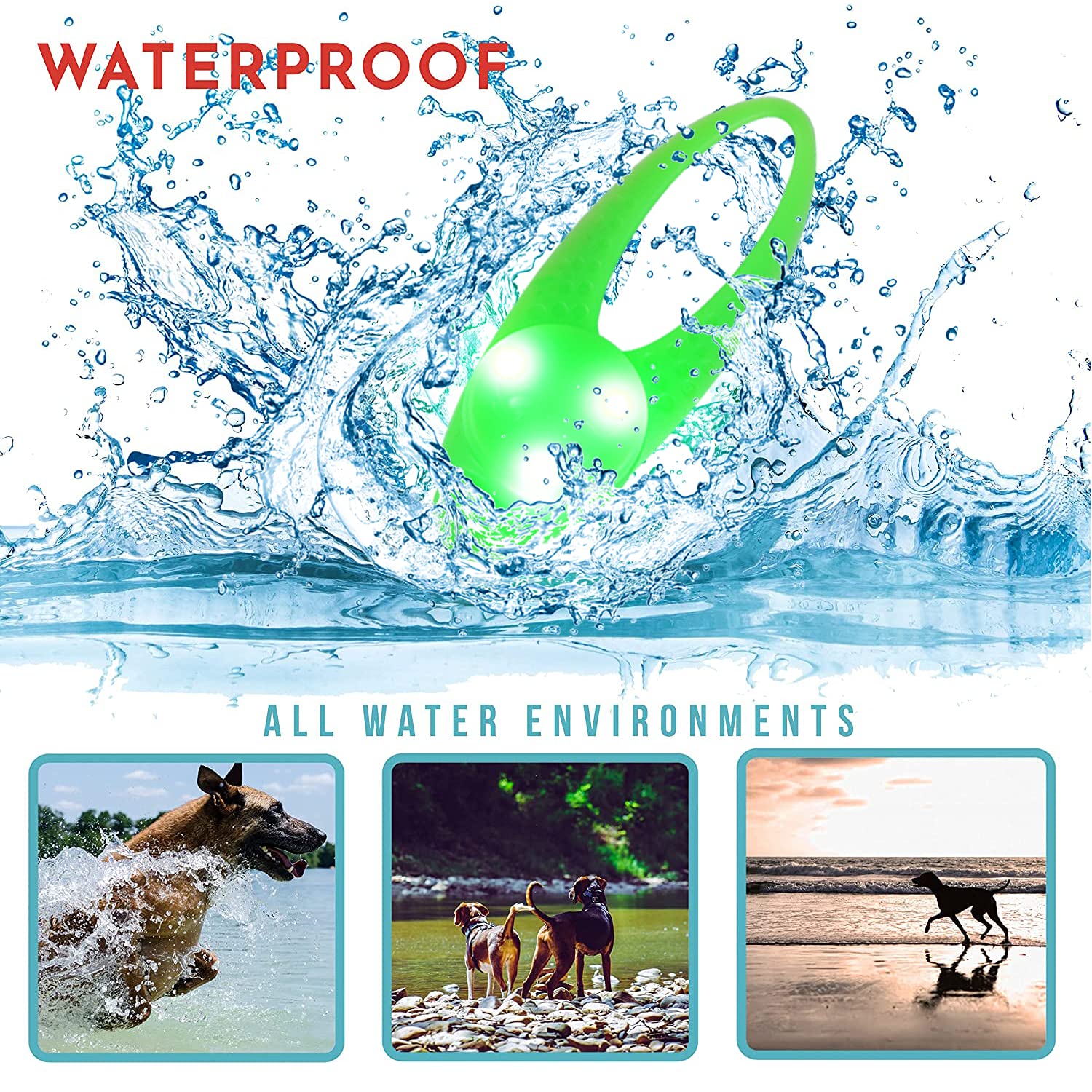 LaRoo LED Dog Collar Lights for Night Walking, Clip-On Flashlight, Green, 1st Gen, Safe & Bright Illumination for Dogs