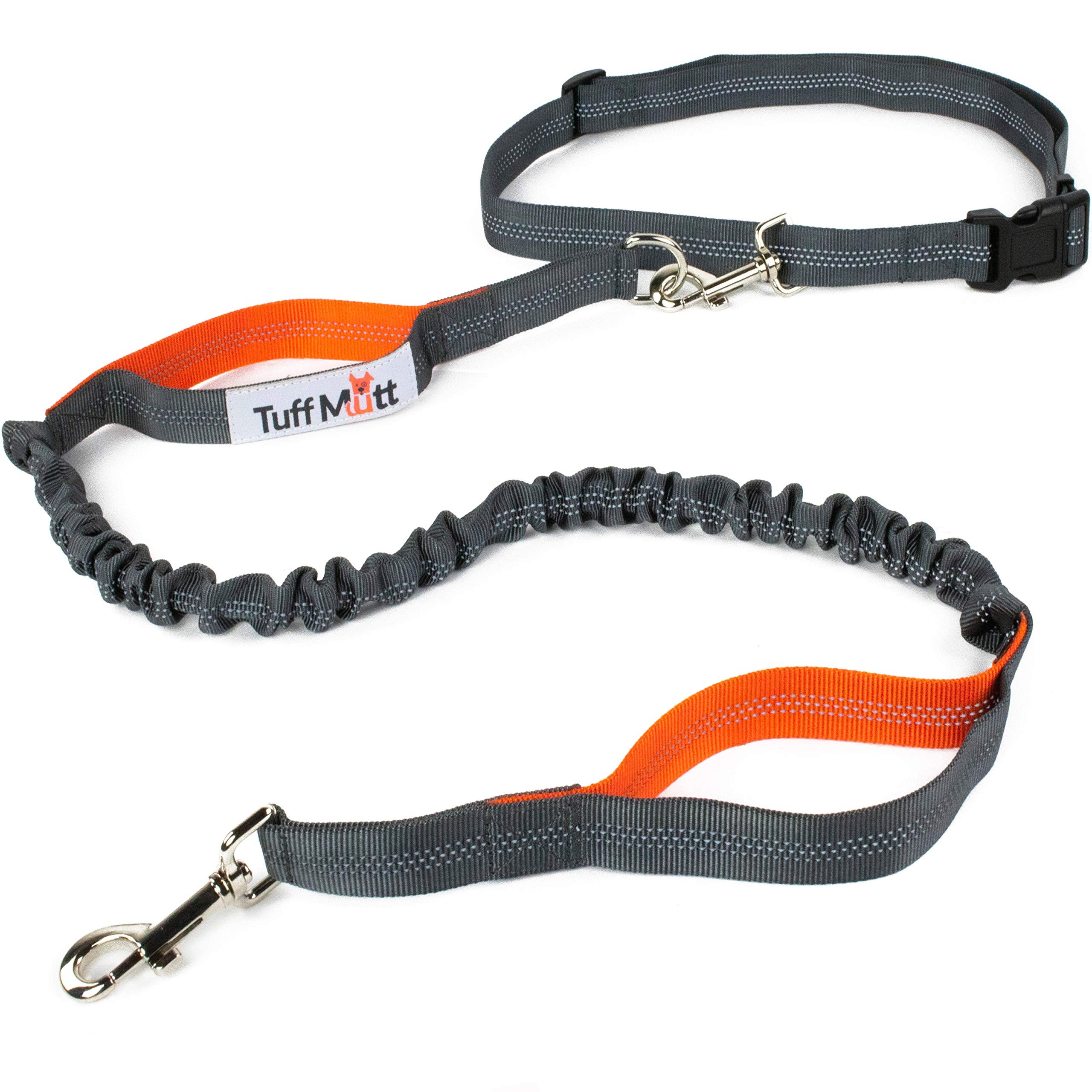 Tuff Mutt Hands Free Dog Leash, A Dog Running Leash For Dogs That Makes A Great Waist Leash For Dog Walking, Double Handle Bunge