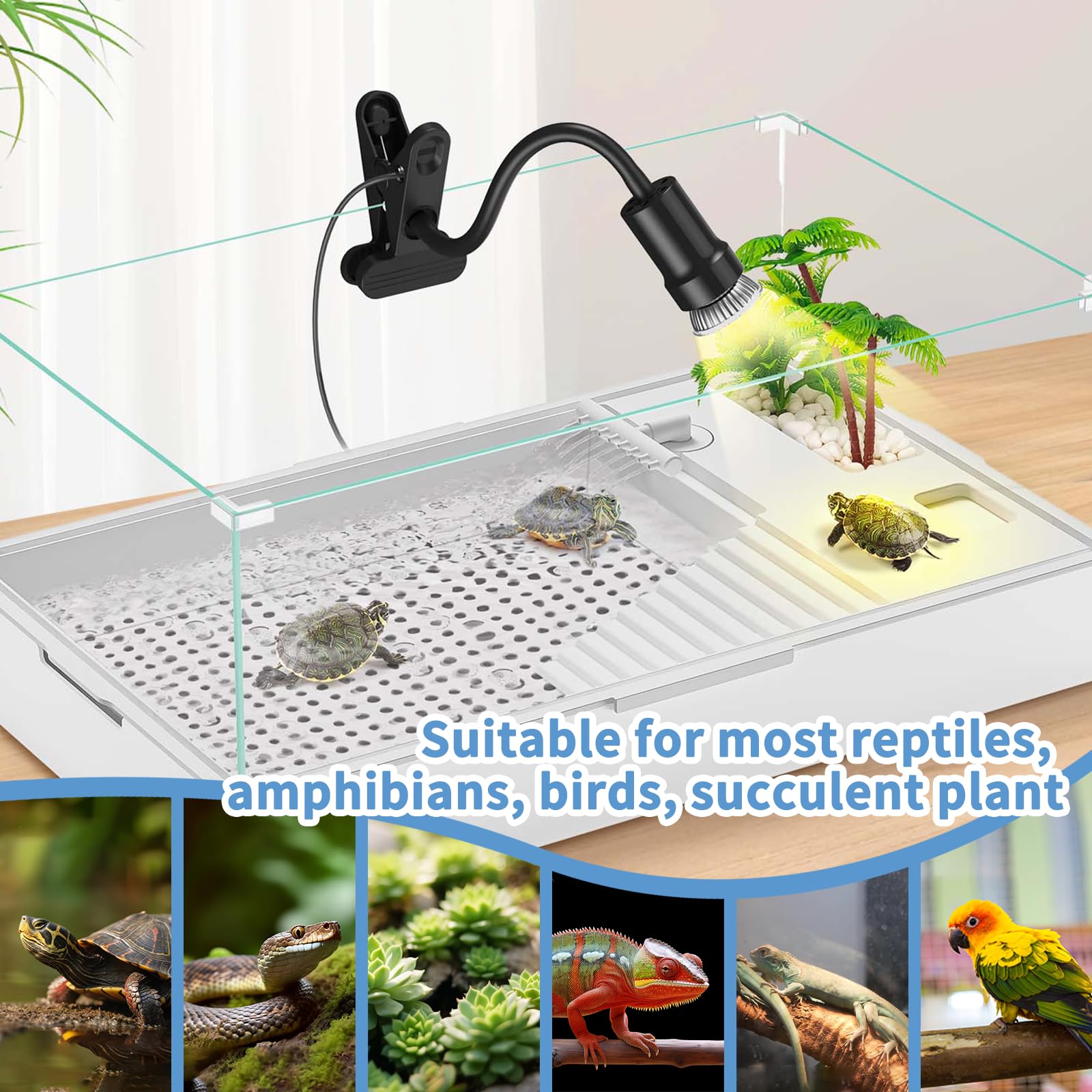 Moonorange Reptile Heat Lamp, 360 Rotatable Uva/Uvb Light Lamp With 2Pcs Basking Bulbs (25W + 35W), Suitable For Snake, Lizard,