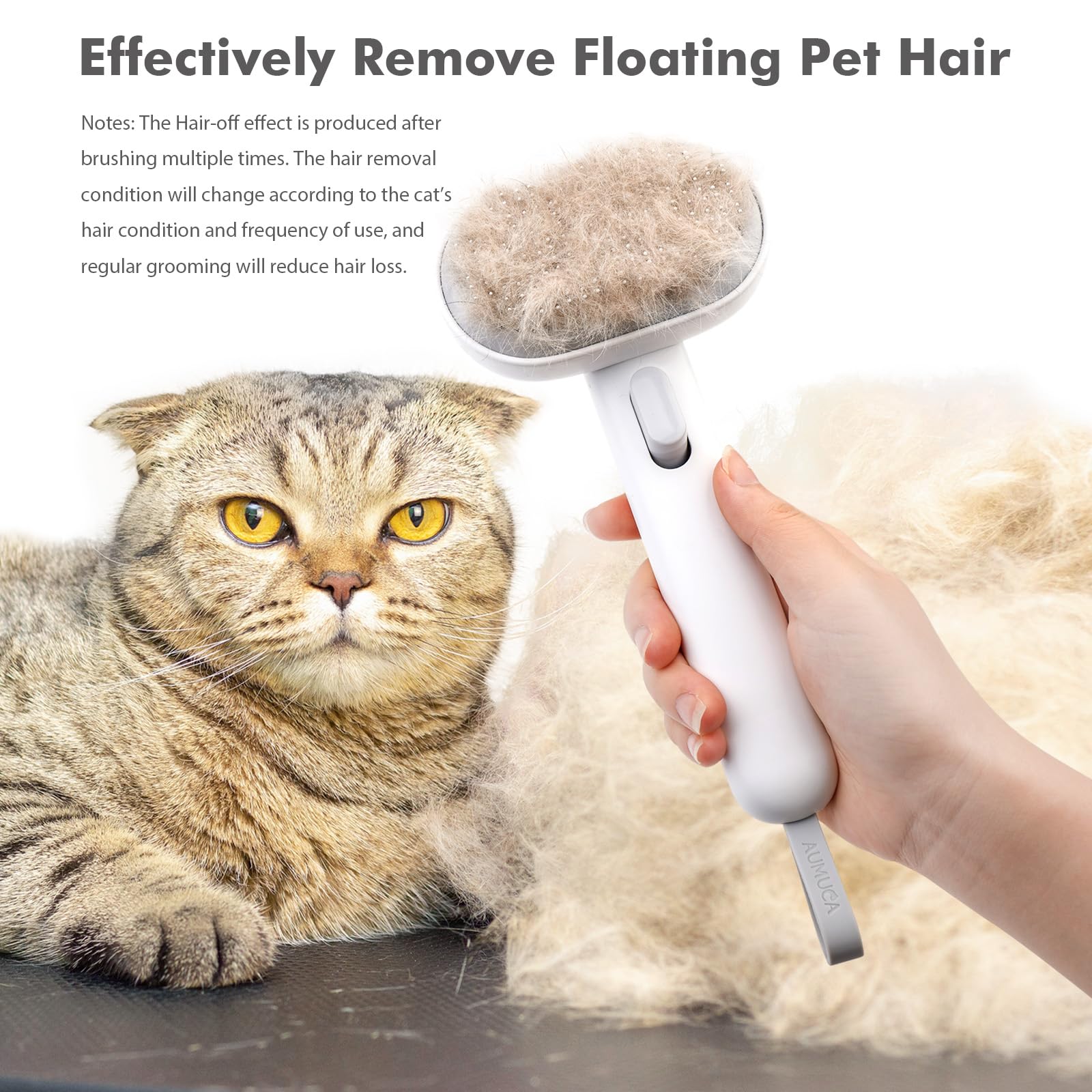 Aumuca Cat Brush With Release Button, Cat Brushes For Indoor Cats Shedding, Cat Brush For Long Or Short Haired Cats, Cat Grooming Brush Cat Comb For Kitten Rabbit Massage Removes Loose Fur Purple