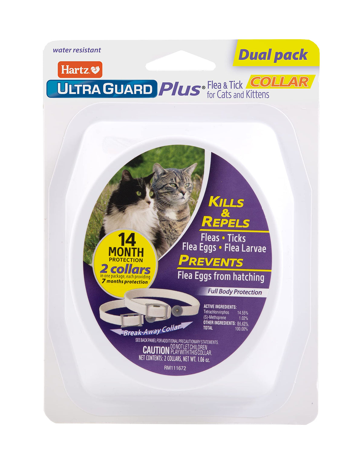 Hartz Ultraguard Plus Flea & Tick Collar For Cats And Kittens, 7 Month Flea And Tick Prevention And Protection, White, 2 Count