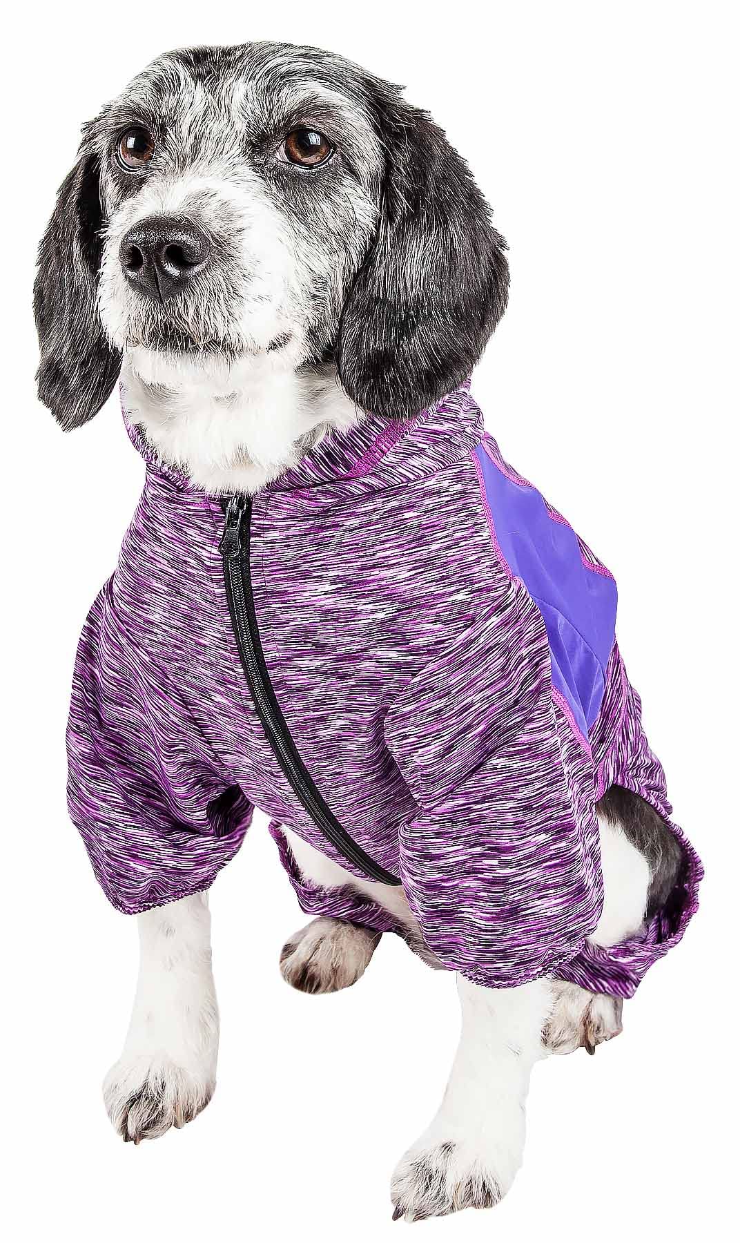 Pet Life ® Active Downward Dog Hoodie and Flexible Full Body Dog T-Shirt - Lightweight Dog Fitness Tracksuit and Yoga Dog Clothes Featuring 4-Way Stretch, Reflective and Quick-Dry Technology
