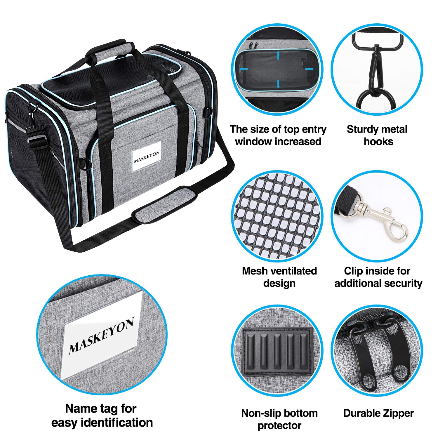 Maskeyon Airline Approved Portable Pet Carrier 2 Sides Expandable Soft-Sided Large Cats Carrier Collapsible Kennel Travel Tsa Carrier 4 Doors With Removable Pads And 3 Pockets For Puppy Small Dogs