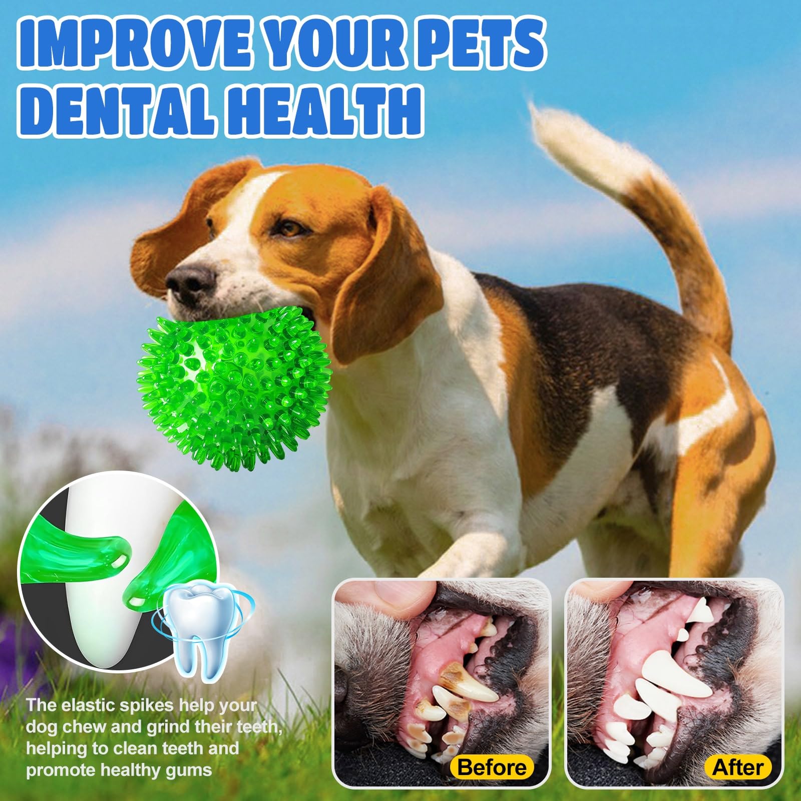 Jlvauvt 4.5    Light Up Squeaky Dog Balls: Led Spikey Dog Balls For Aggressive Chewers Chew Toys For Teething