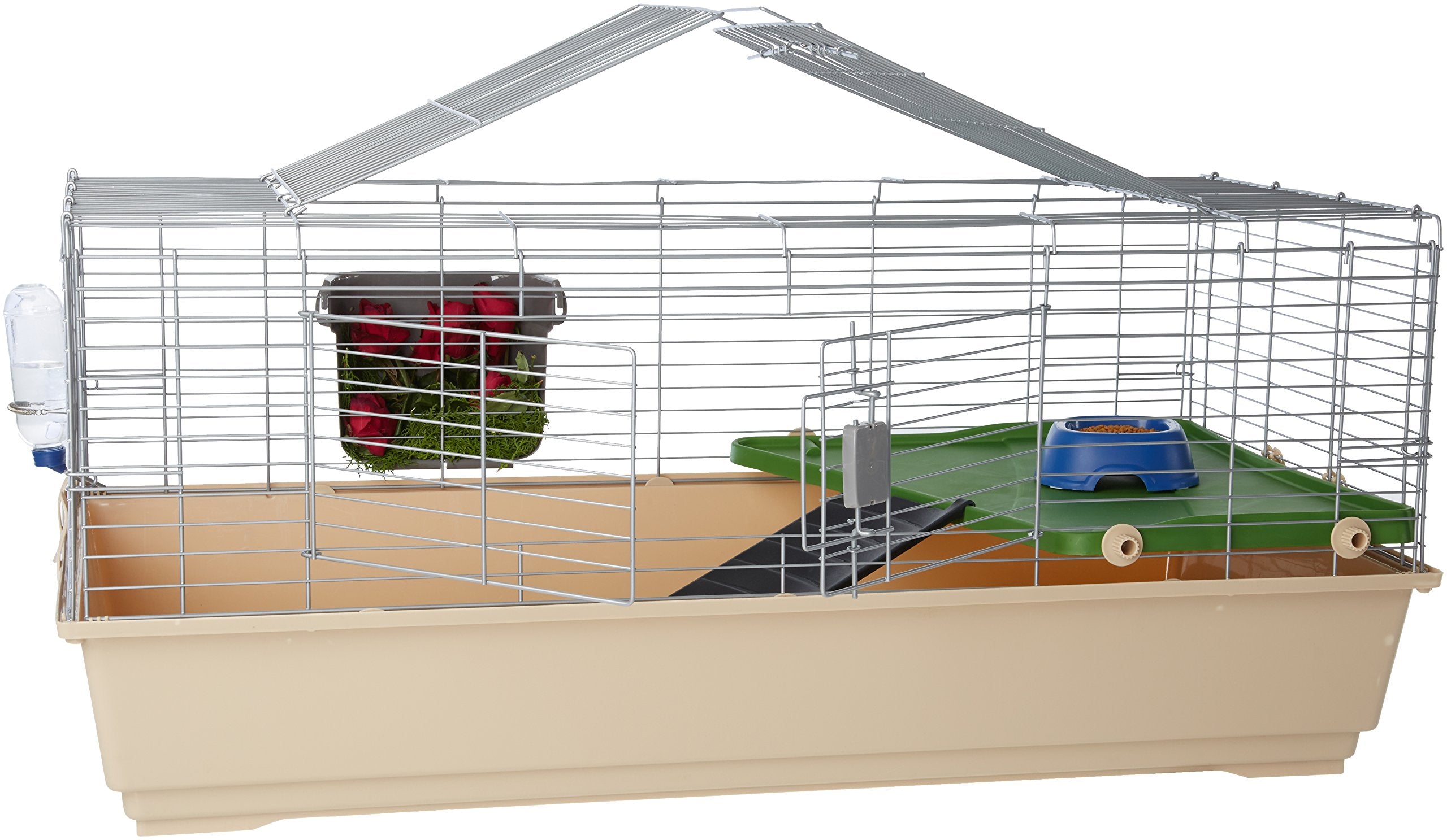 Amazon Basics Top Access Small Animal, Rabbit & Guinea Pig Cage, Ferret Cage Habitat With Accessories, Jumbo, Multicolor, 48.6''
