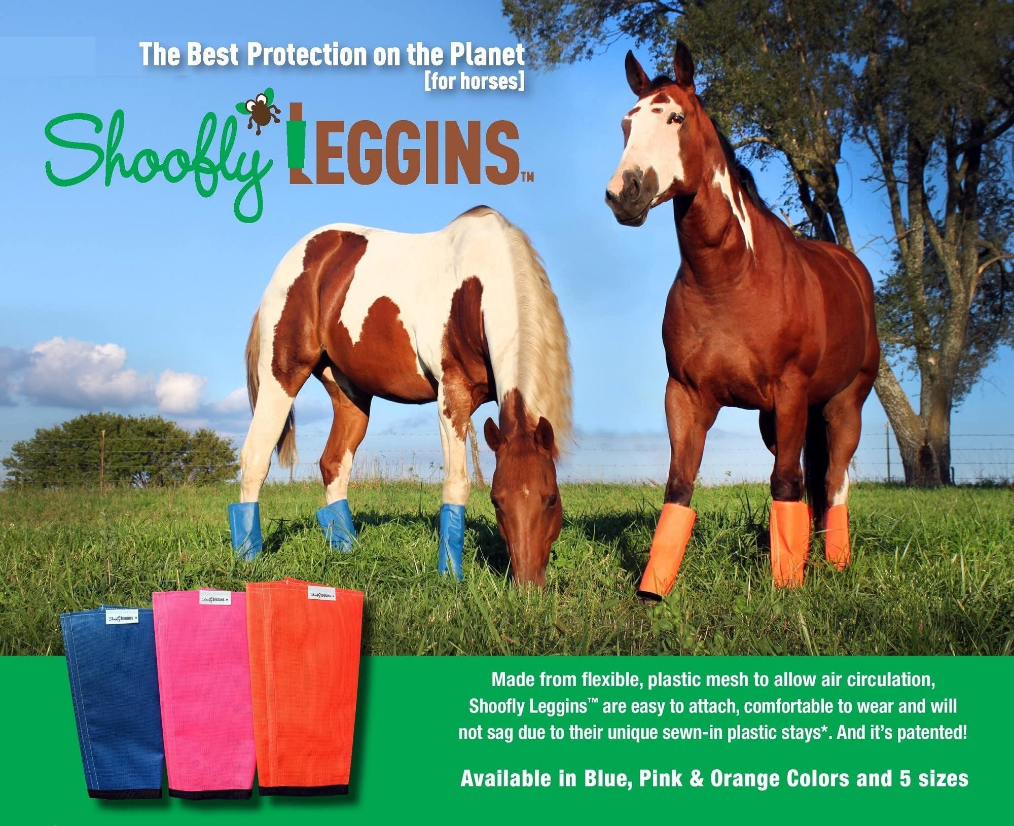 Shoofly Horse Leggins, Patented Loose Fitting Boots, Reduce Stomping, Stress & Fatigue, Breathable Plastic Mesh (Pink/Mini)