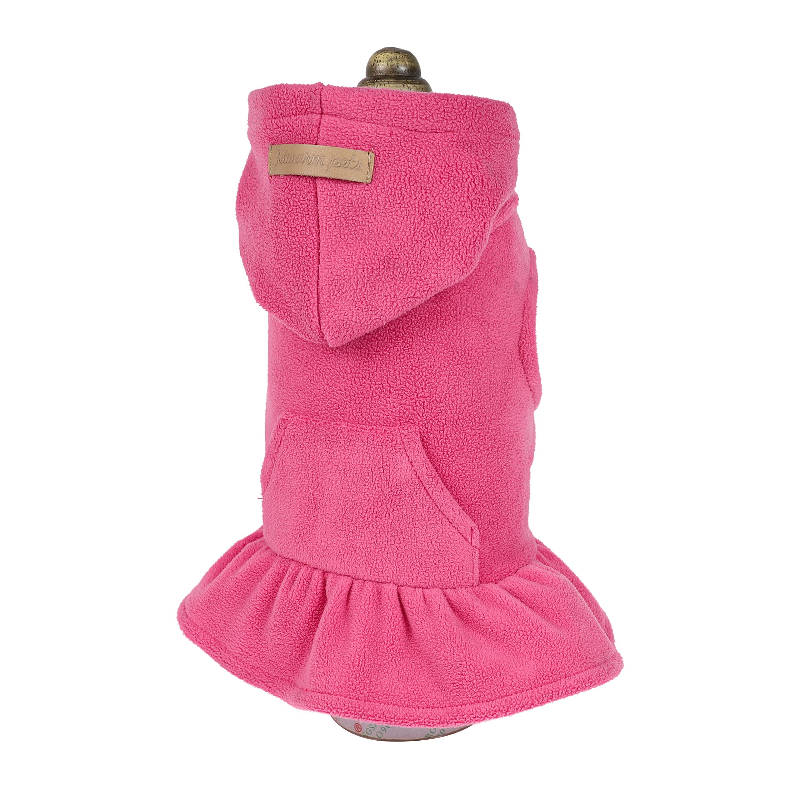 Fitwarm Soft Fleece Girl Dog Hoodie Dress Puppy Hooded Coat Thermal Outfit Doggie Vest Sweater Pet Winter Clothes Cat Jackets Pi
