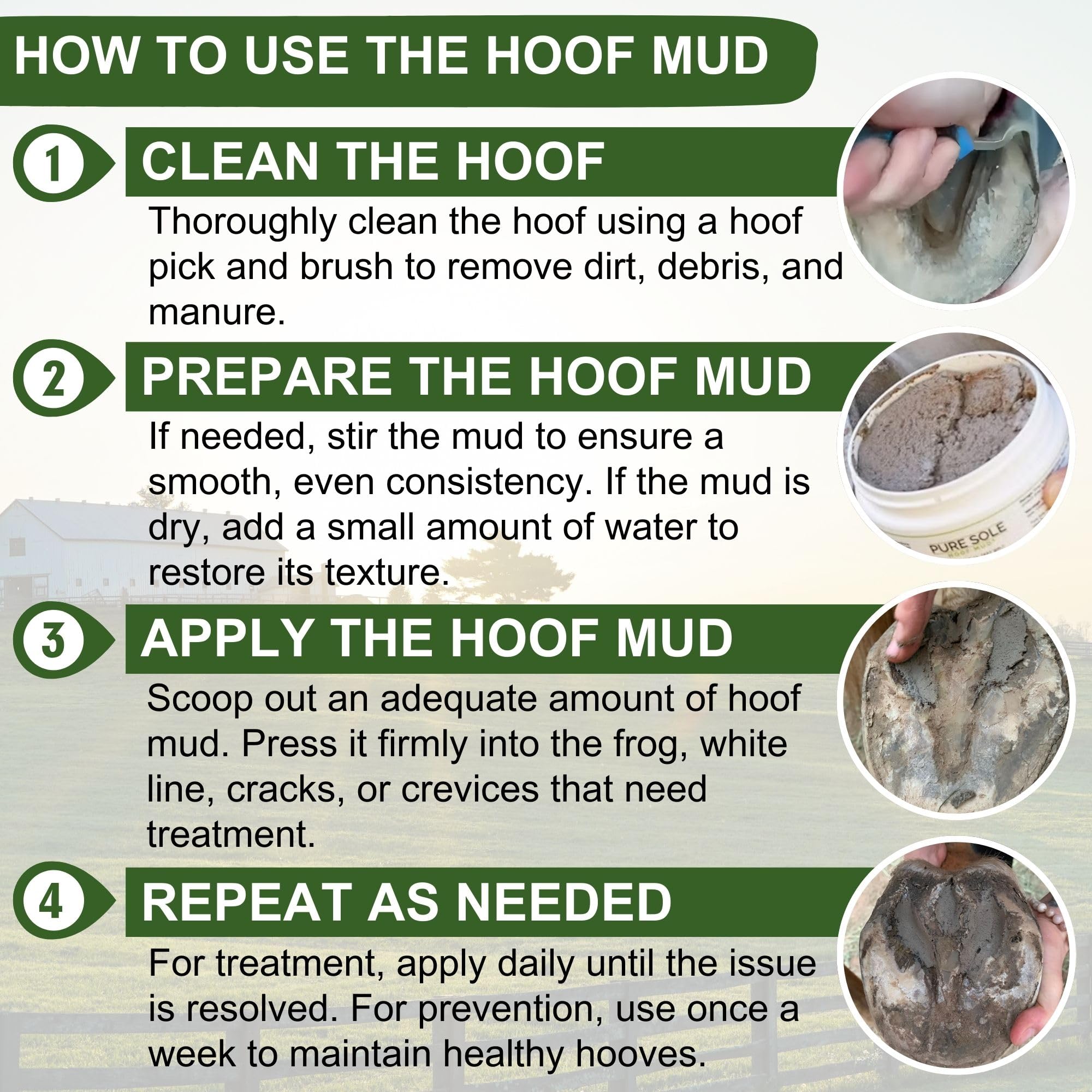 Hoof Clay Thrush Treatment for Horses | Pure Sole Hoof Mud for White Line, Cracks, Thrush, and Hoof Packing | All Natural Horse