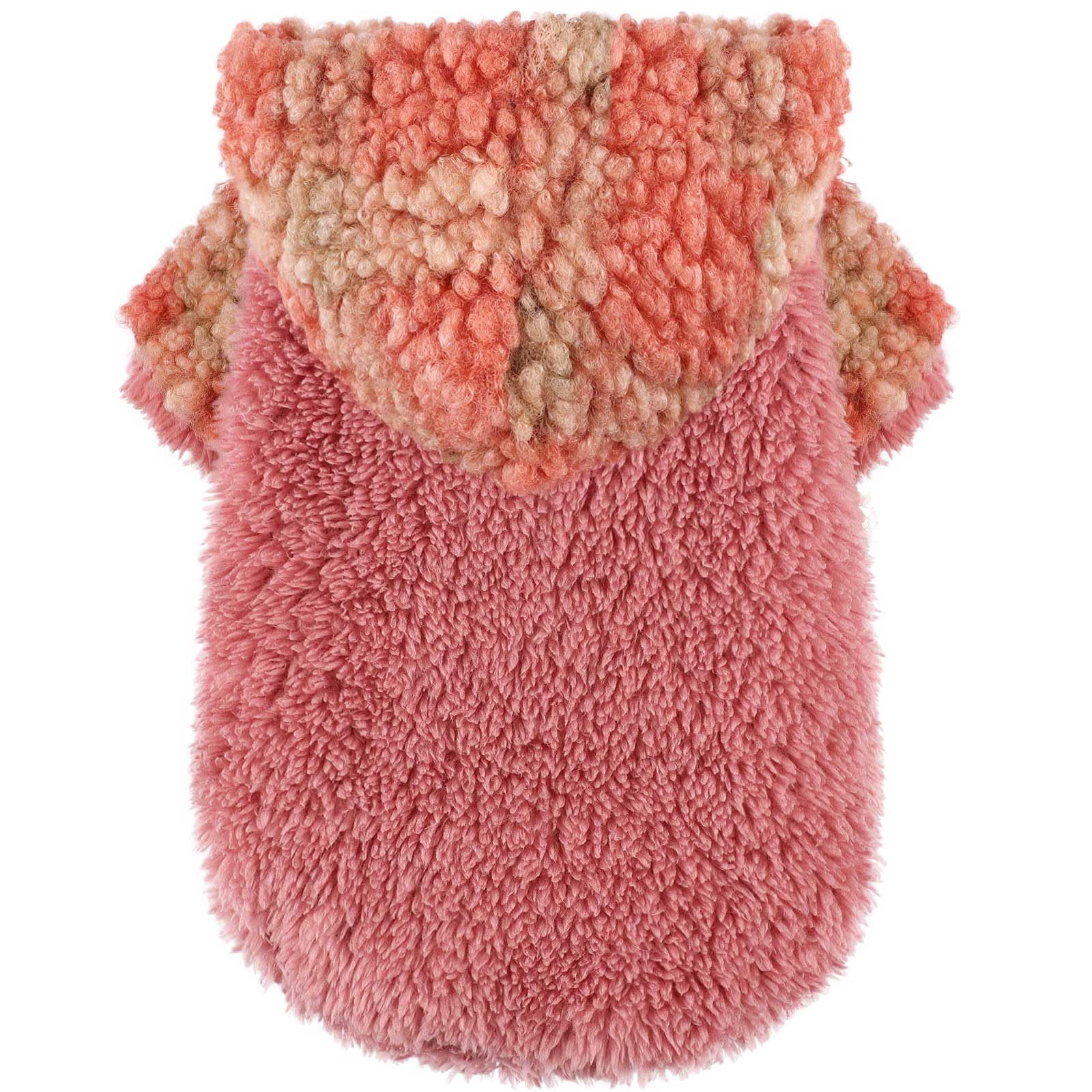 Fleece Dog Sweater Hoodie Warm Fuzzy Velvet Sweaters Winter Clothes For Small Dogs Girl Boy (Orange Plaid, X-Small)