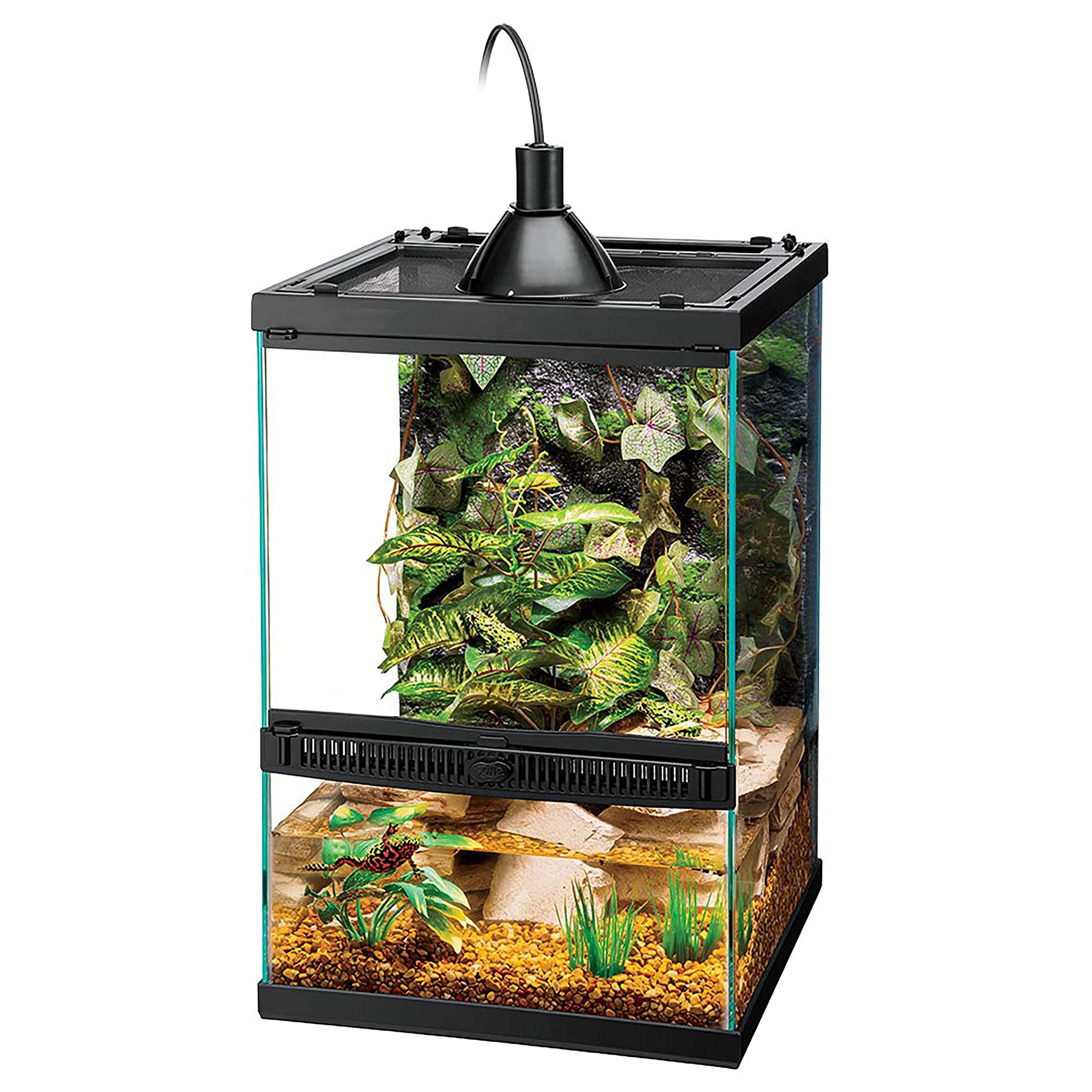 Zilla 11 Gallon Glass Tropical Vertical Habitat Starter Kit For Small Tree Dwelling Reptiles & Amphibians