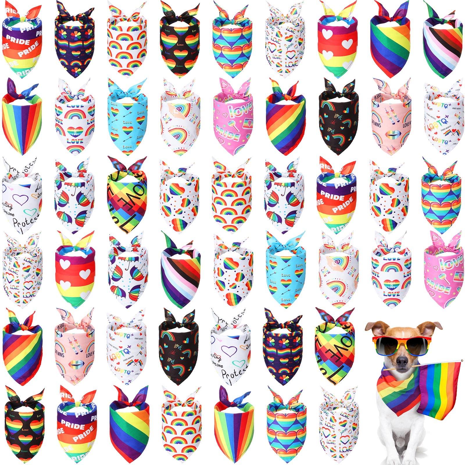 50 Pieces Pride Dog Bandanas Rainbow Dog Bandanas Holiday Dog Bandanas Triangle Dog Scarfs Bibs Rainbow Accessories For Small Me
