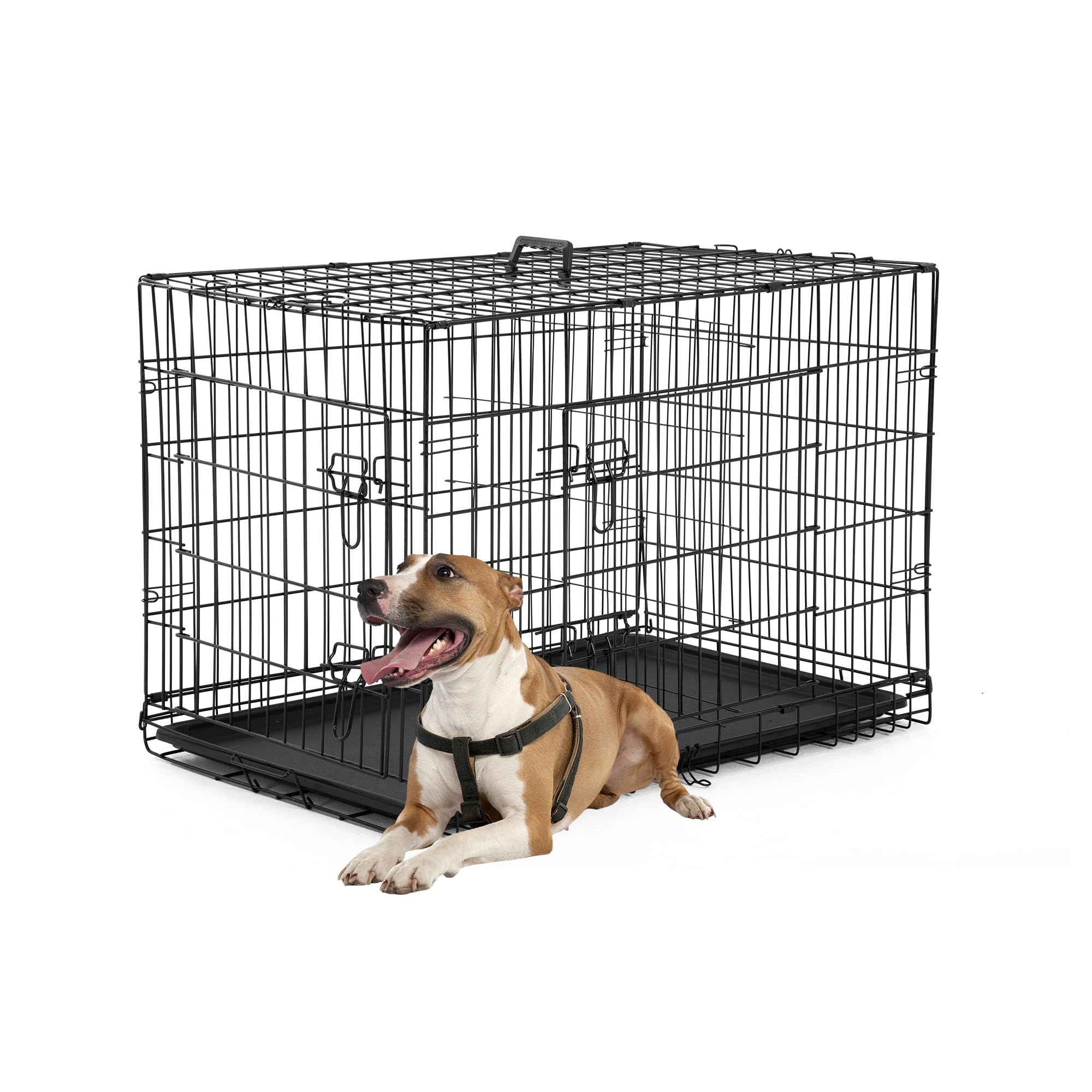 FDW Dog Crate Dog Kennel Cage with Double Door,36 inch Folding Metal Wire Dog Cage with Removable Tray&Divider Panel,Pet Crate f