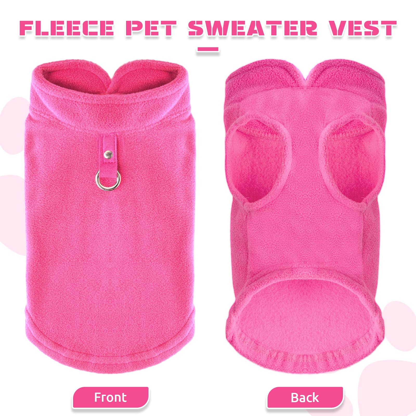 Petcare Small Dog Sweater Cat Fleece Vest Soft Dog Jacket With Leash O-Ring Fall Winter Warm Pet Pullover Coat Puppy Clothes For
