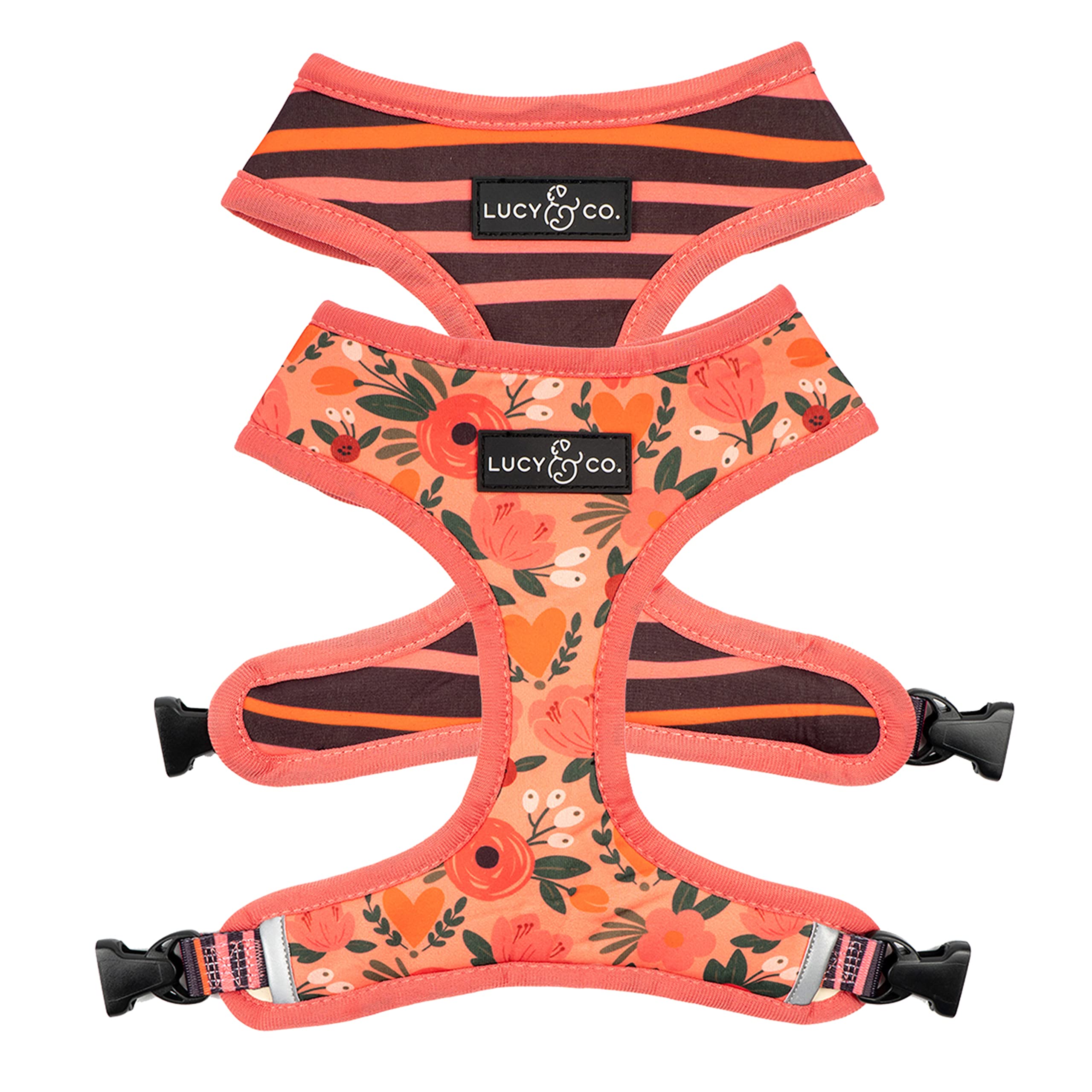 Cute Reversible Dog Harness Walking Halter - Best Designer Pet Harnesses For Extra Small Medium Large Xl Dogs Plus Pug Breeds - 