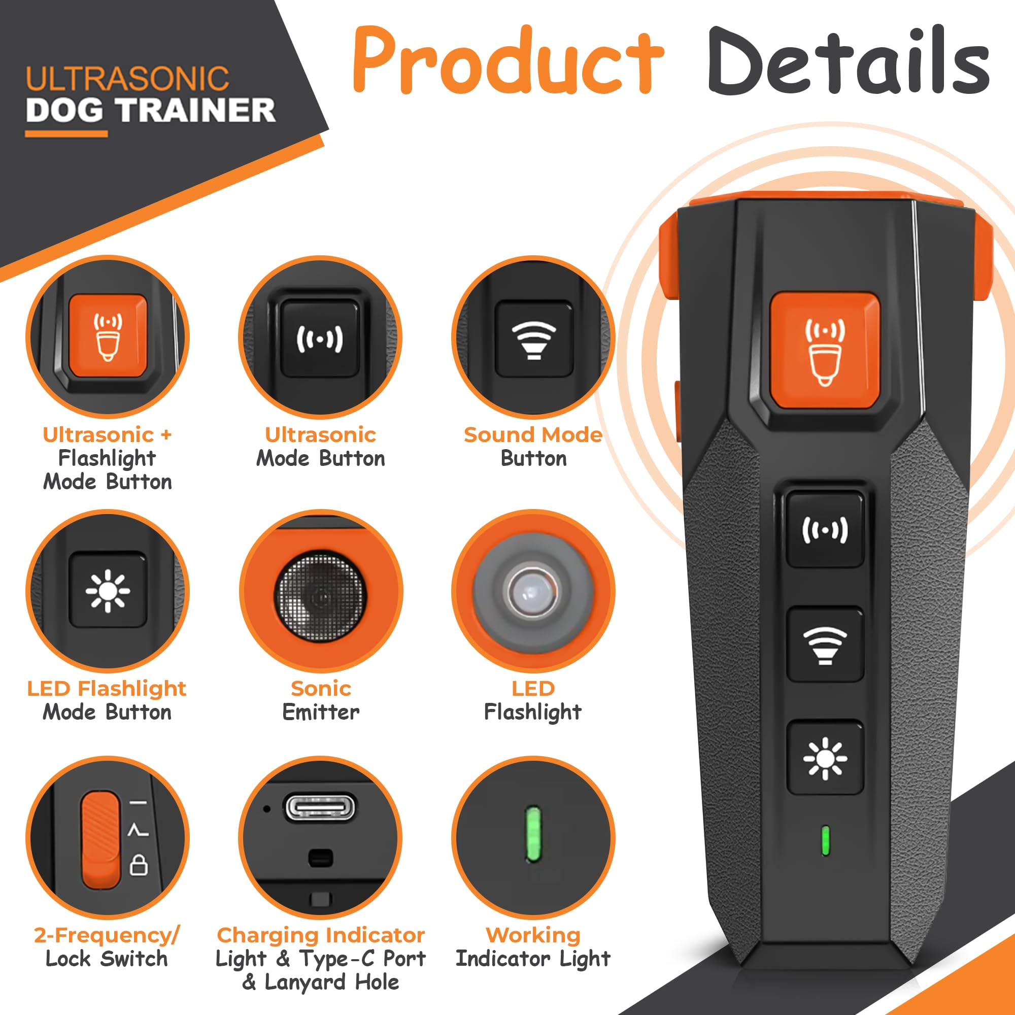 Dog Bark Deterrent & Clicker - Stop Bad Behavior Instantly | No Yelling, Just Point and Press! | Long-Range Ultrasonic, Humane S