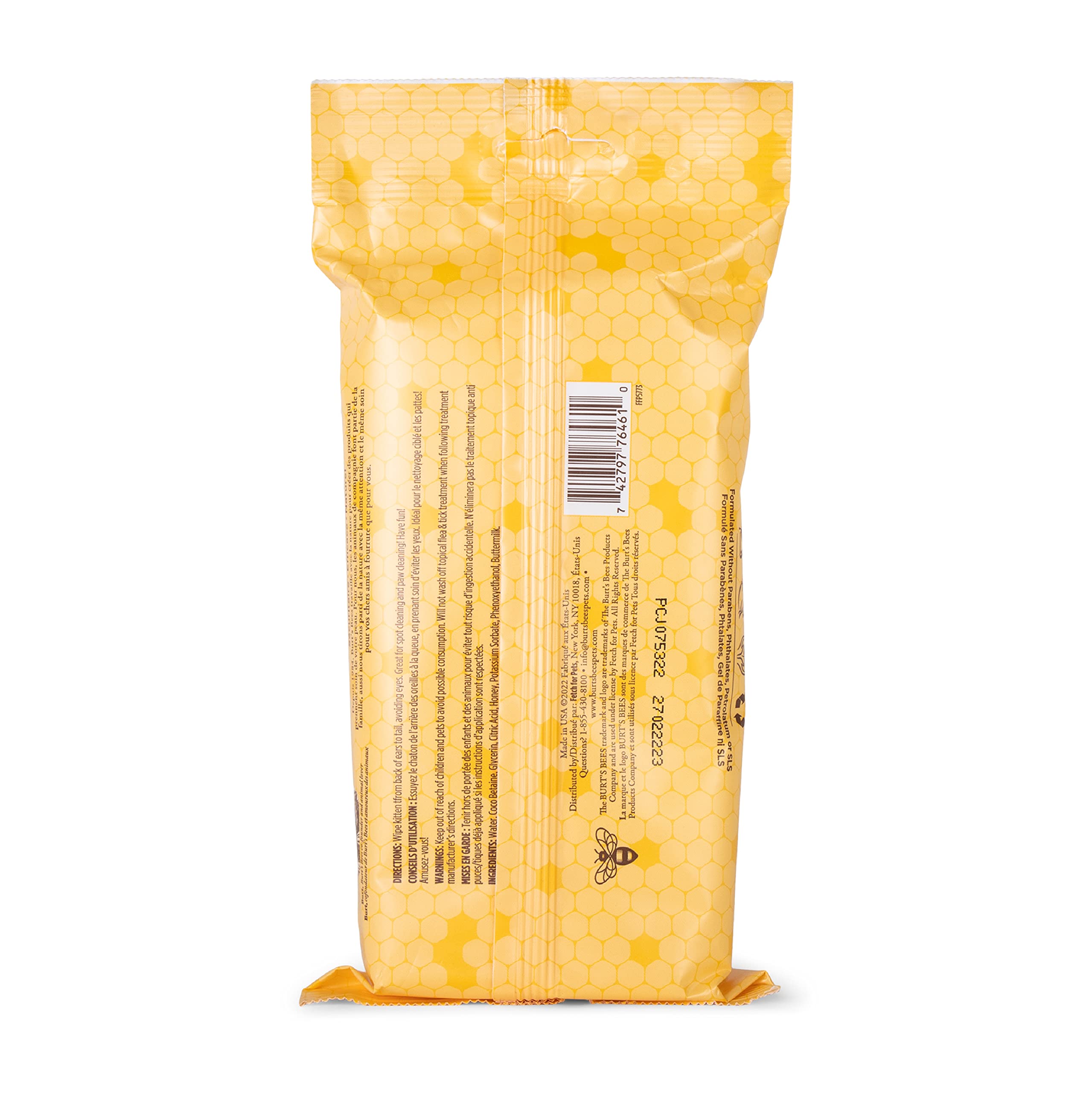 Burt'S Bees For Pets Kitten Wipes With Buttermilk, 98% Natural Origin Formulas, Cat Wipes, Cat Grooming Supplies, Cat Cleaning Wipes, Waterless Cat Grooming, 50Ct