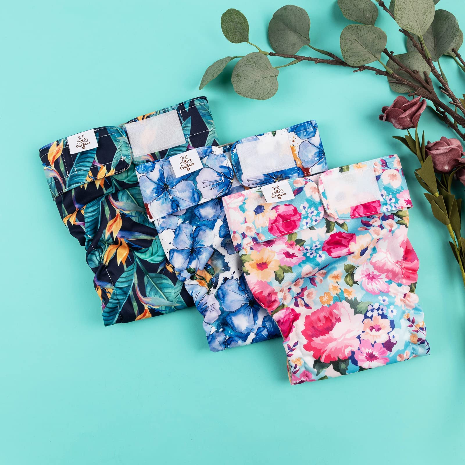 Cutebone Dog Diapers No Tail Hole Large 3 Pack Puppy Training Pants For Docked-Tail Dogs Wwd04L