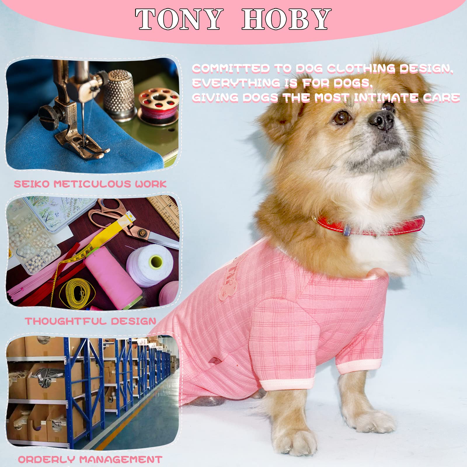 Tony Hoby Dog Pajamas, Dog Jumpsuit, Dog Recovery Suit After Surgery For Small Medium Dog (Pink, Girl, M)
