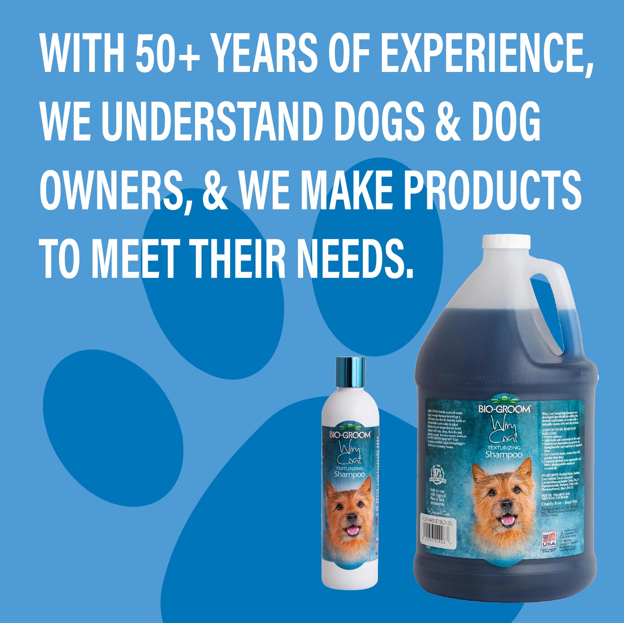 Bio-Groom Wiry Coat Dog Shampoo - Tearless, Bathing Supplies, Puppy Wash, Cat & Dog Grooming Supplies, Cruelty-Free, Made in USA