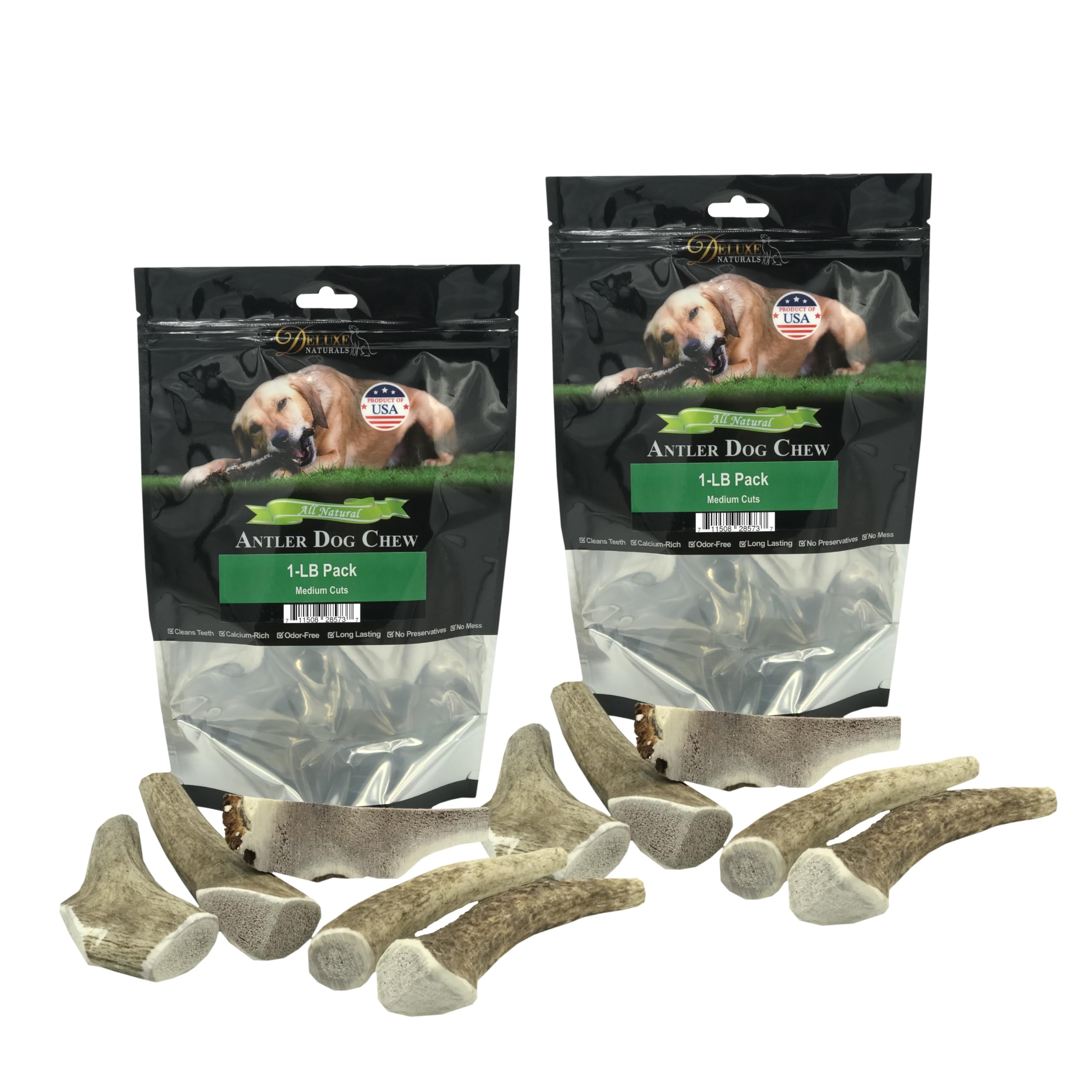 Deluxe Naturals Elk Antler Chews for Dogs | Naturally Shed USA Collected Elk Antlers | All Natural A-Grade Premium Elk Antler Do