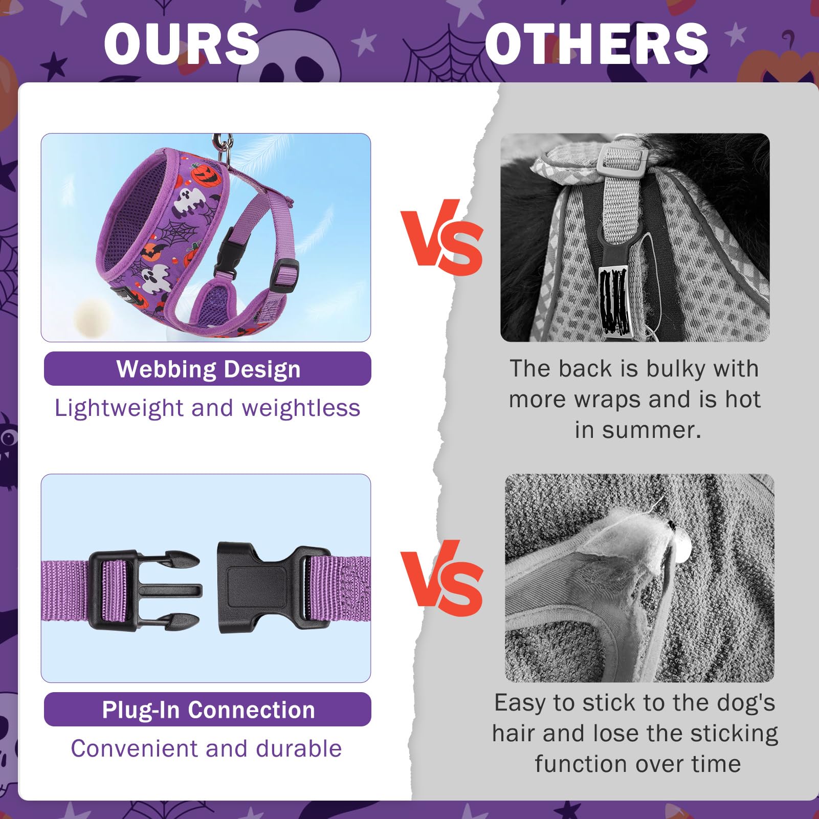 Scenereal Small Dog Harness Collar And Leash Set, Adjustable No Pull Pet Harnesses, No Chock Soft Mesh Step In Vest Halloween Co