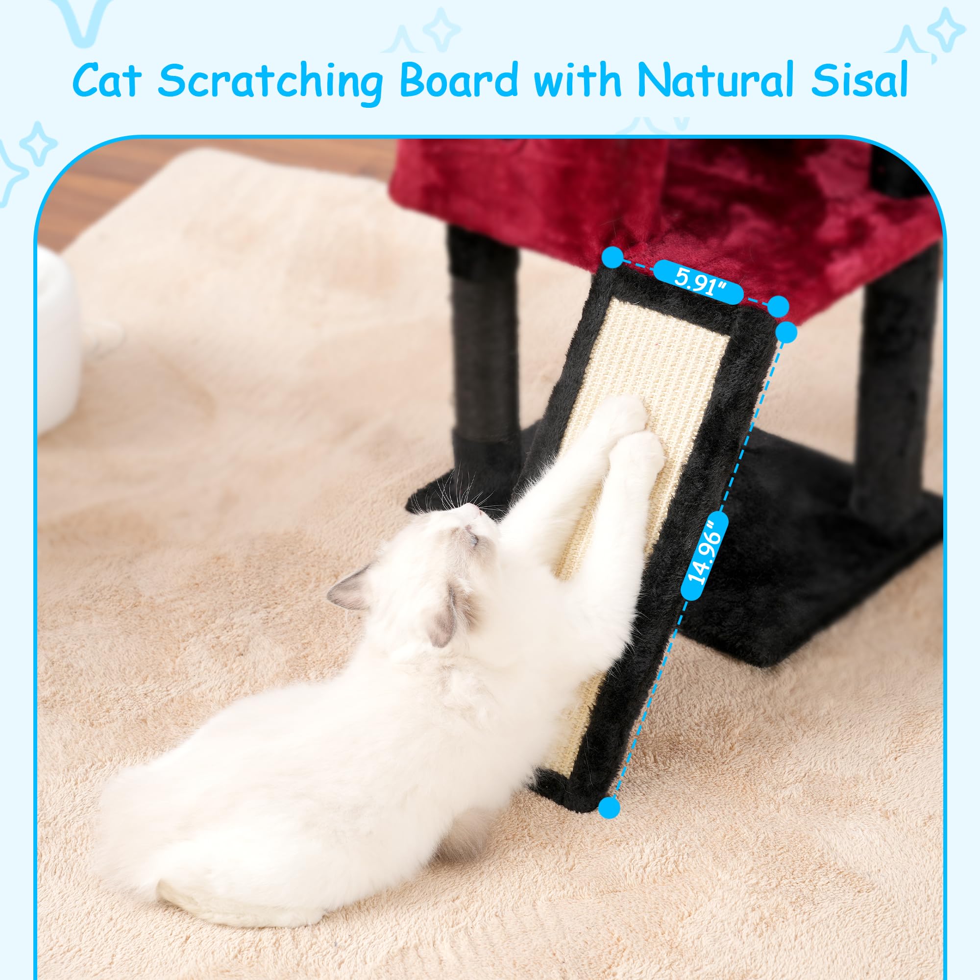 Hey-Brother Gothic Cat Tree, 42.5-Inches Cat Tower For Indoor Cats, Plush Multi-Level Kitten Cat Condo With Scratching Post,Ramp