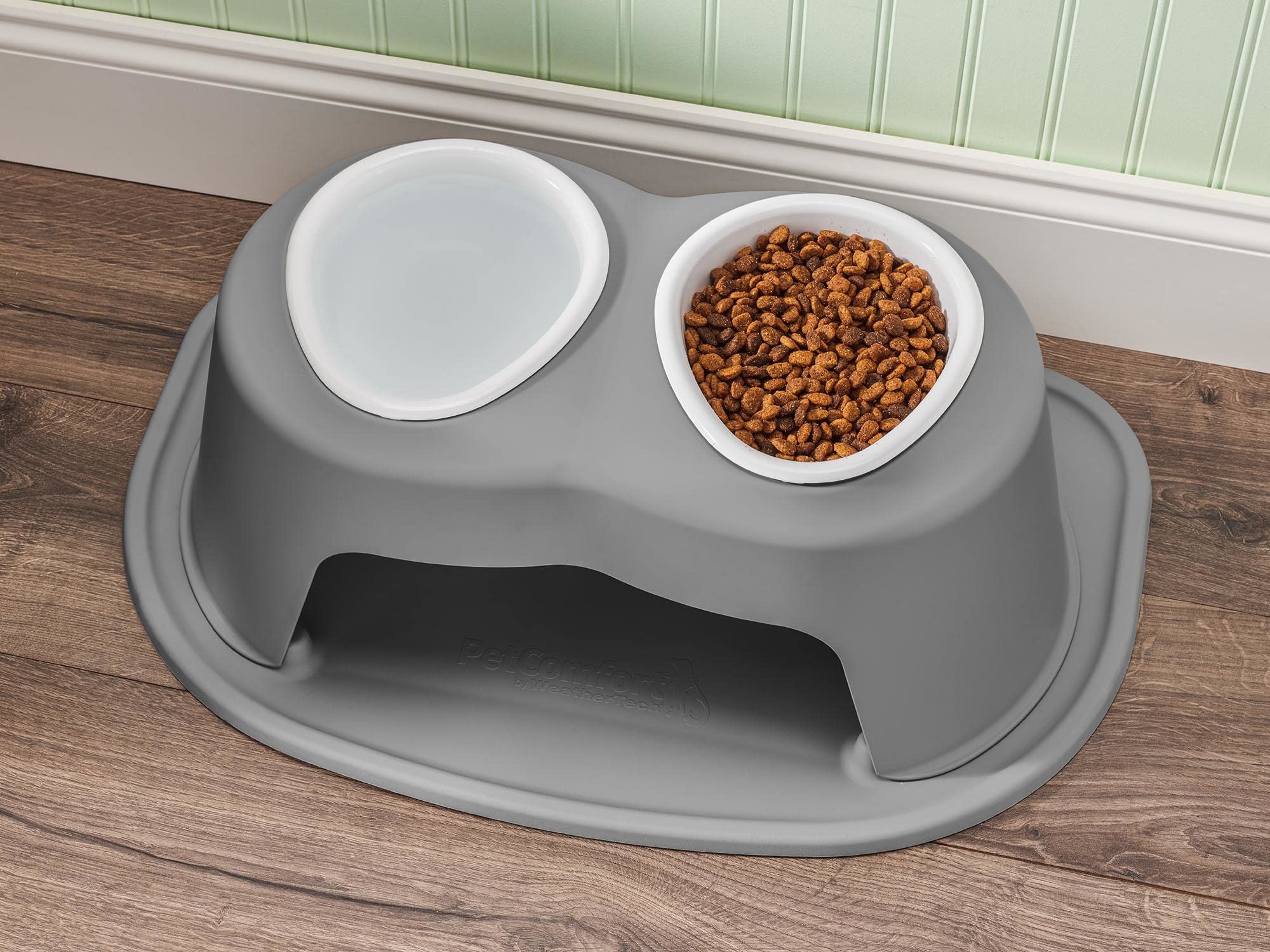 Weathertech Double High Pet Feeding System W/Plastic Dog/Cat Bowls - 12'' High Stand Dark Grey (Pdhc6412Dgdg)