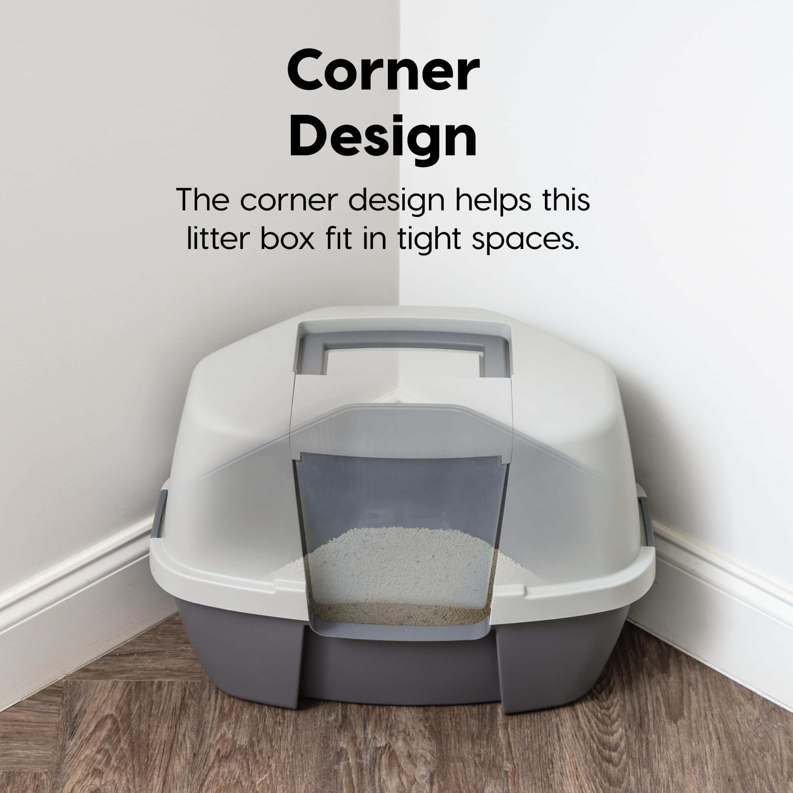 Iris Usa Corner Cat Litter Box Enclosure With Scoop, Small Cat Litter Box With Lid, Corner Litter Box Enclosure For Kittens To M